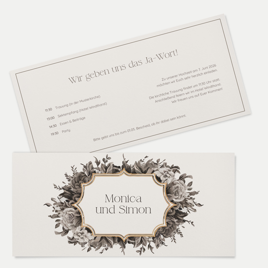 Postkarten DIN lang im Querformat 210 x 98 mm - Vintage "baroque frame"