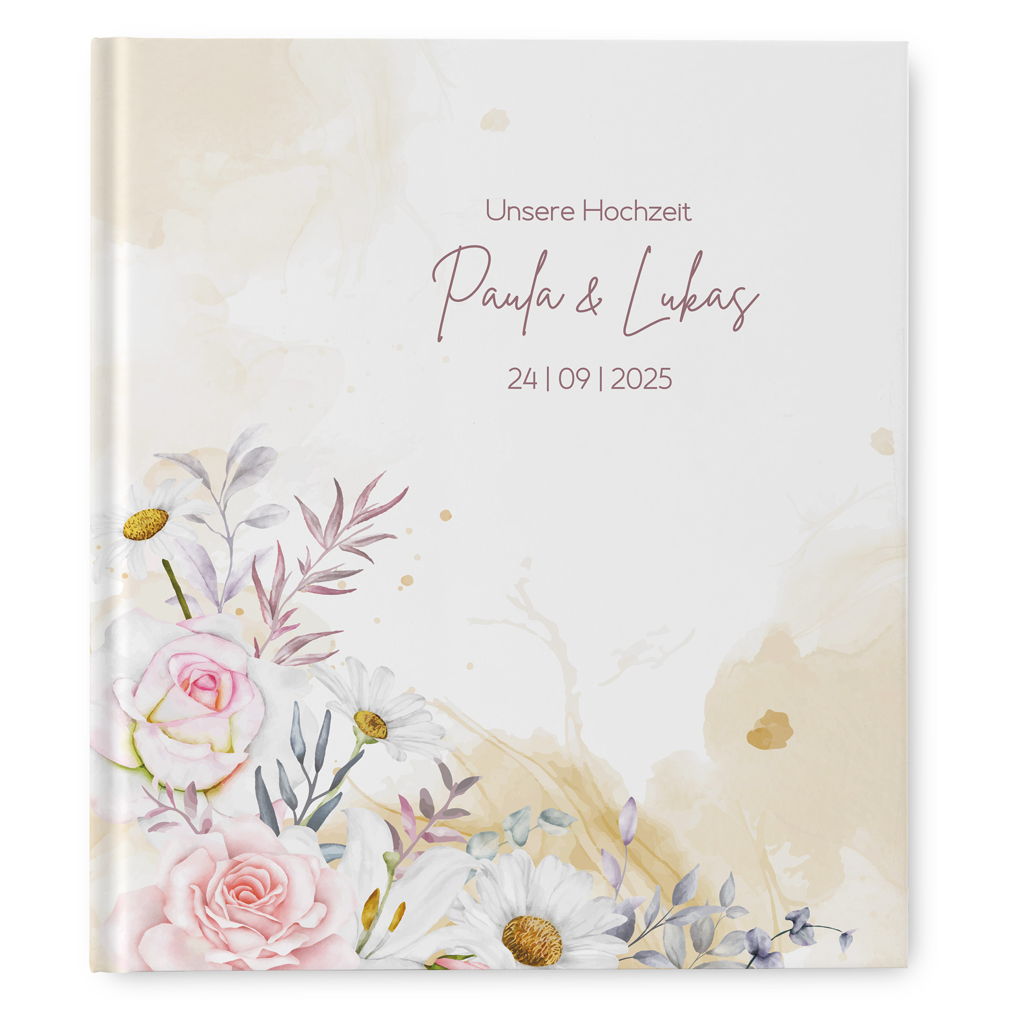 Erinnerungsbuch Hochzeit - Aquarell "lily & rose"