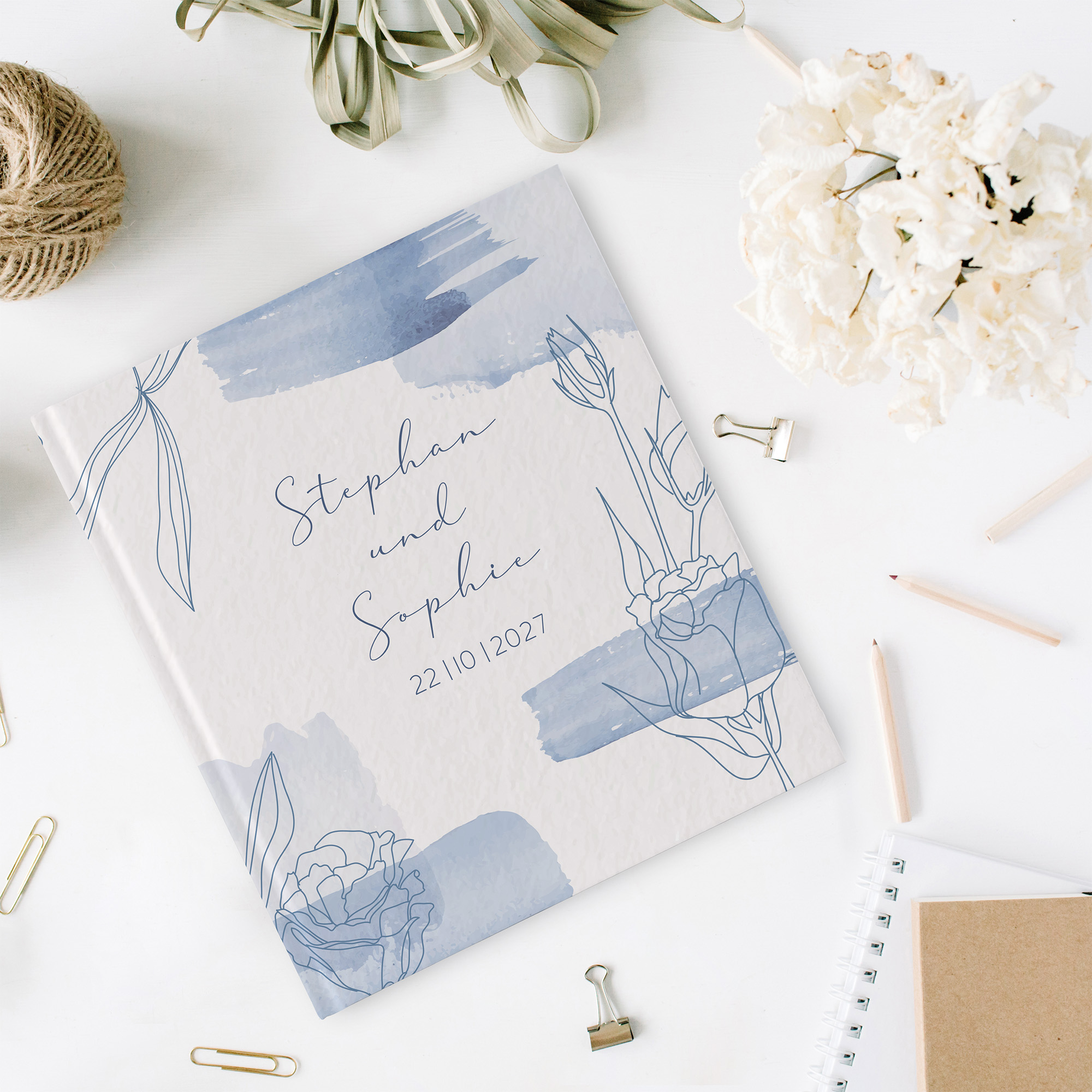 Erinnerungsbuch Hochzeit - Aquarell "midnight petals