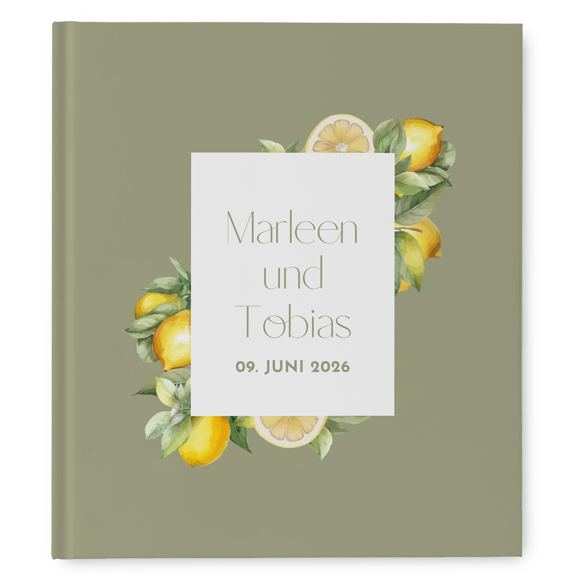 Erinnerungsbuch Hochzeit - Aquarell "Olive & Lemon"