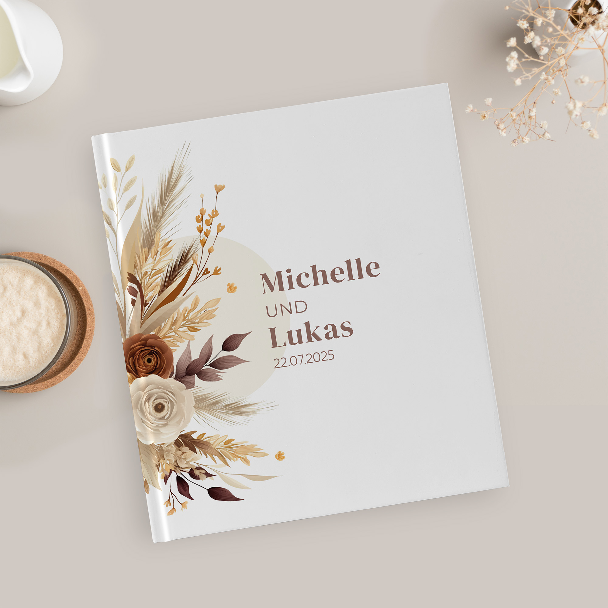 Erinnerungsbuch Hochzeit - Boho "earth bouquet"