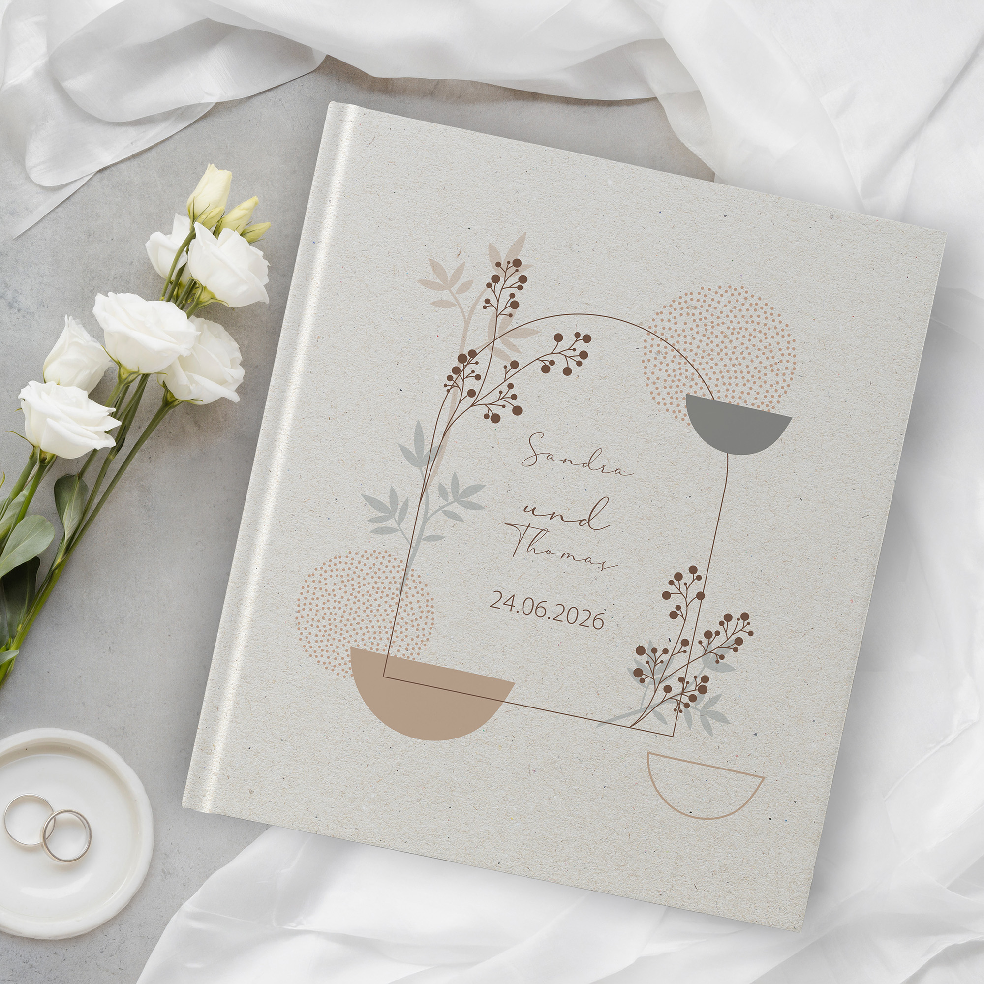 Erinnerungsbuch Hochzeit - Boho "stone bloom"