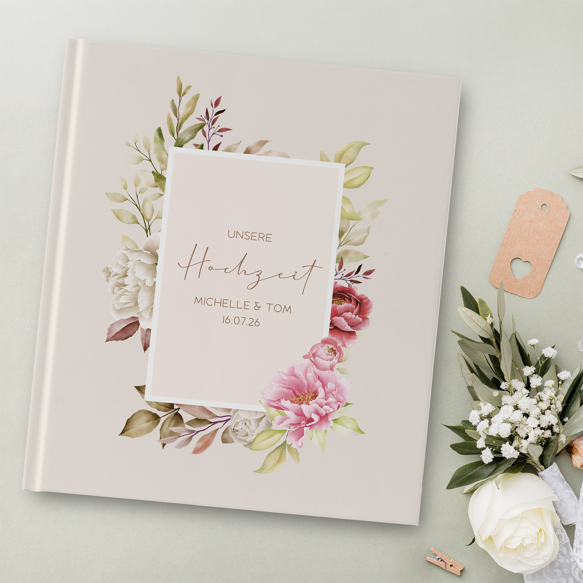 Erinnerungsbuch Hochzeit - Floral "Peony Bloom"