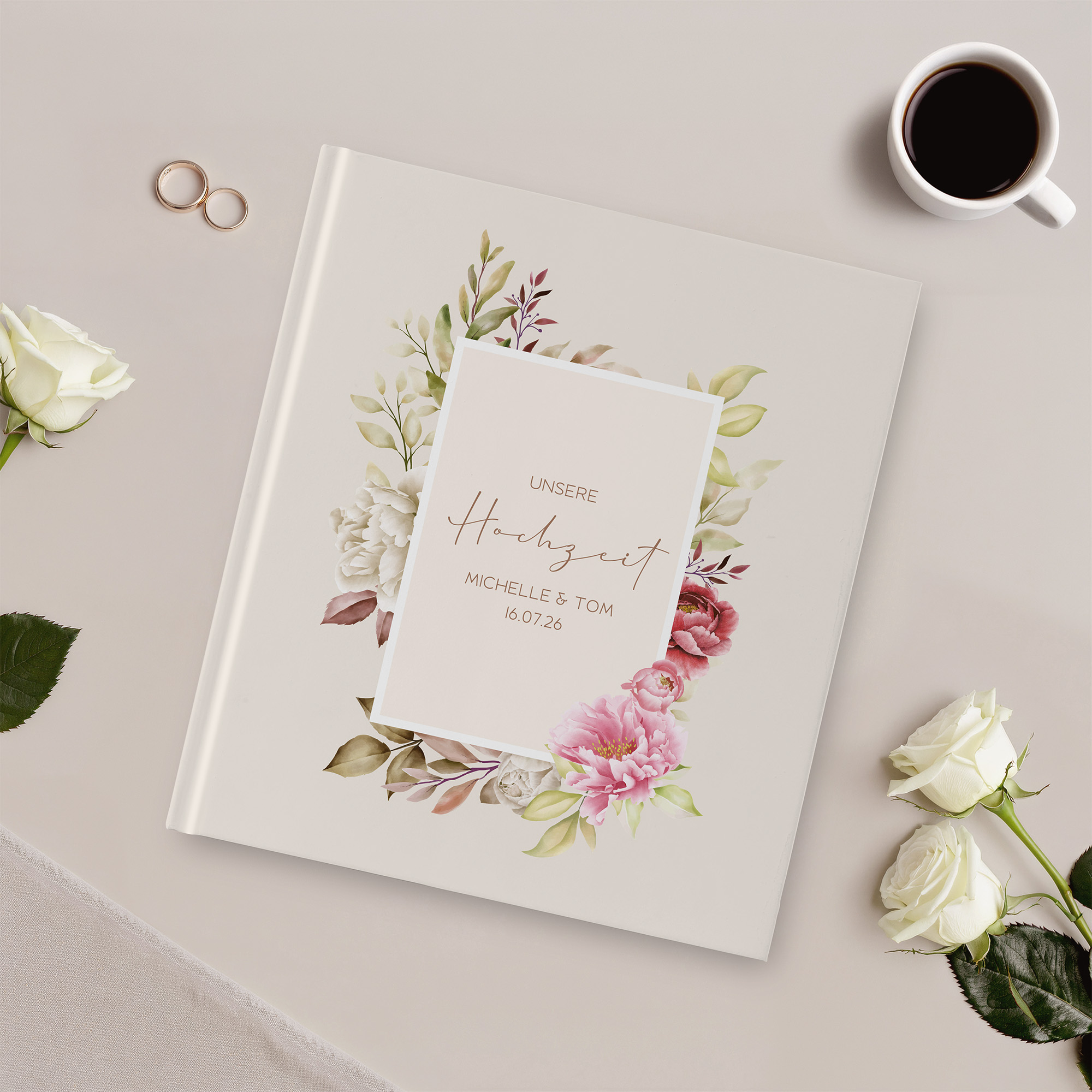 Erinnerungsbuch Hochzeit - Floral "Peony Bloom"
