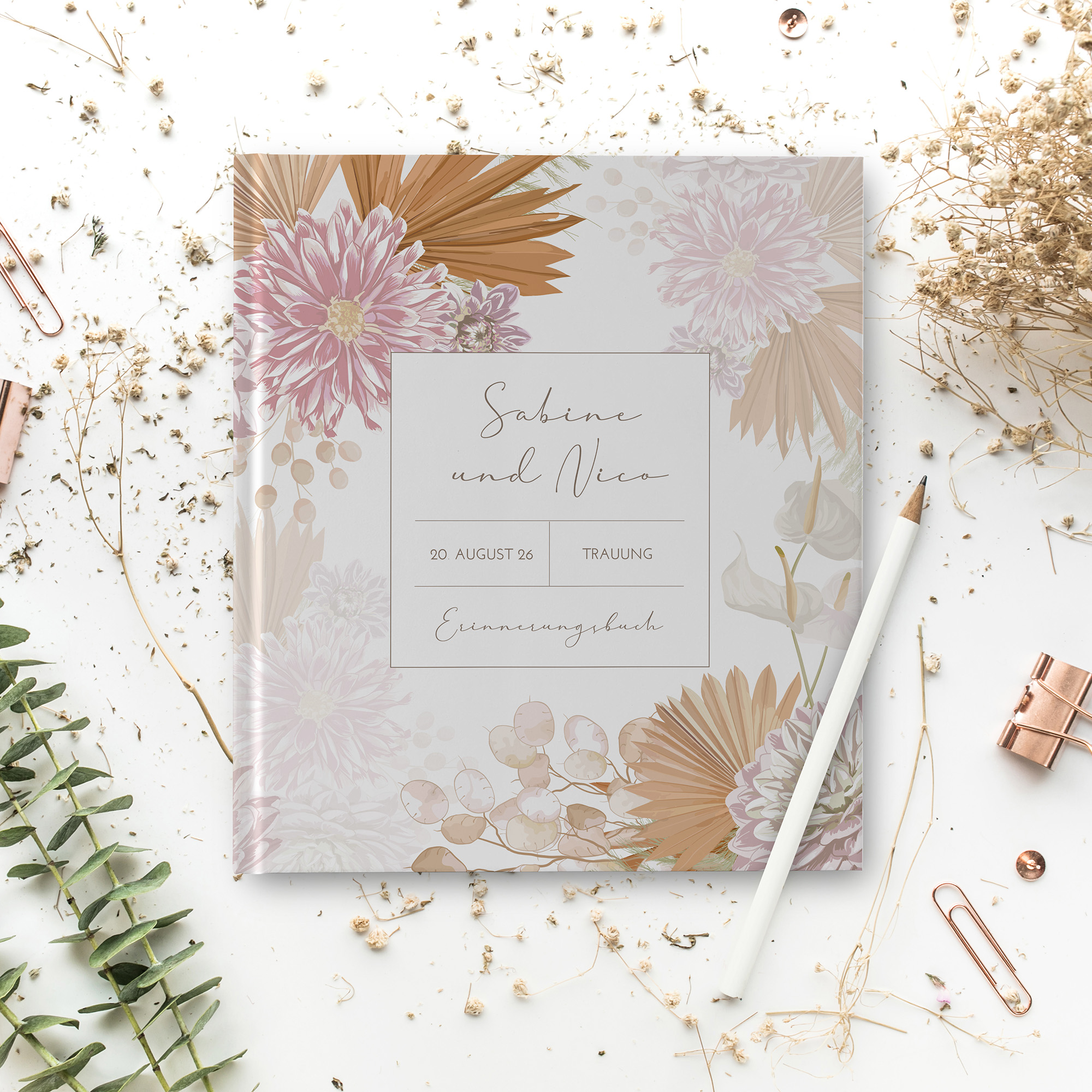 Erinnerungsbuch Hochzeit - Floral "Terracotta Blossom"