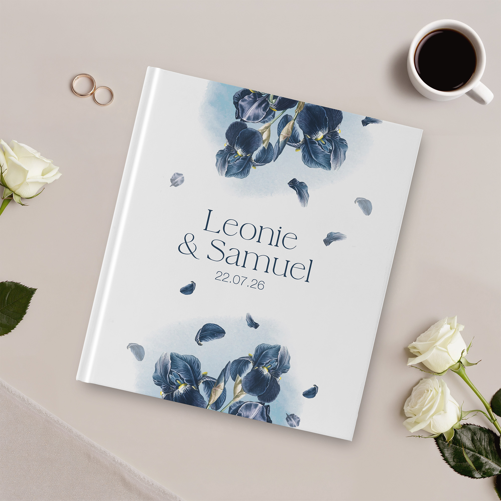 Erinnerungsbuch Hochzeit - Floral "Blue Petal"