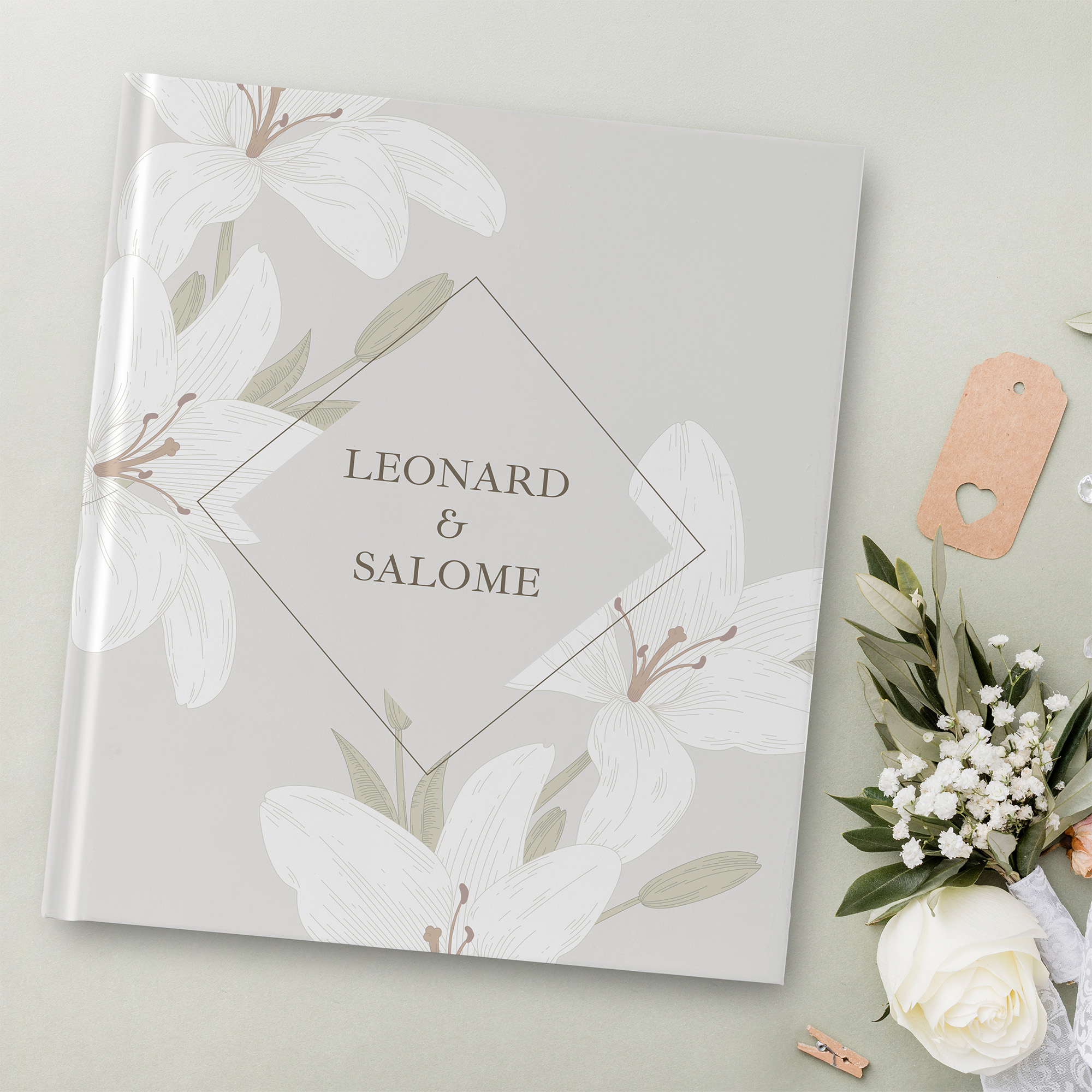 Erinnerungsbuch Hochzeit - Floral "white lily"