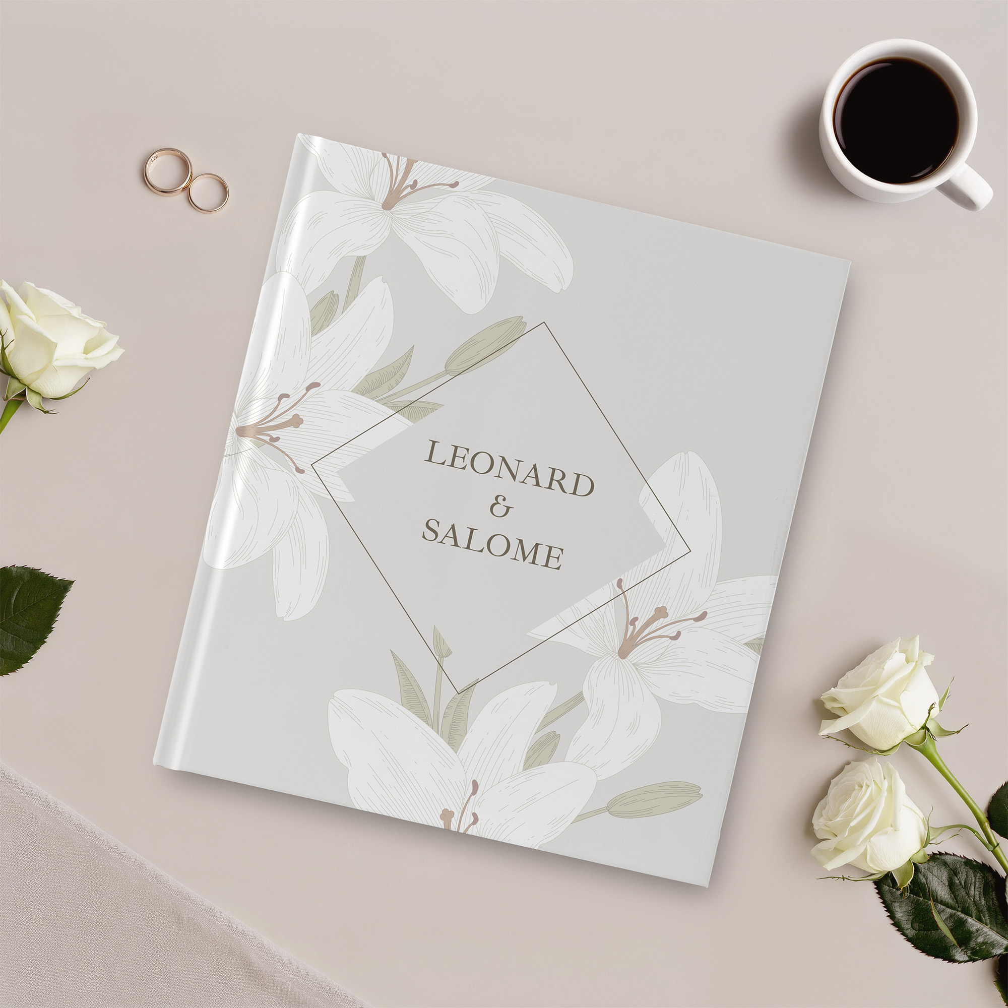 Erinnerungsbuch Hochzeit - Floral "white lily"