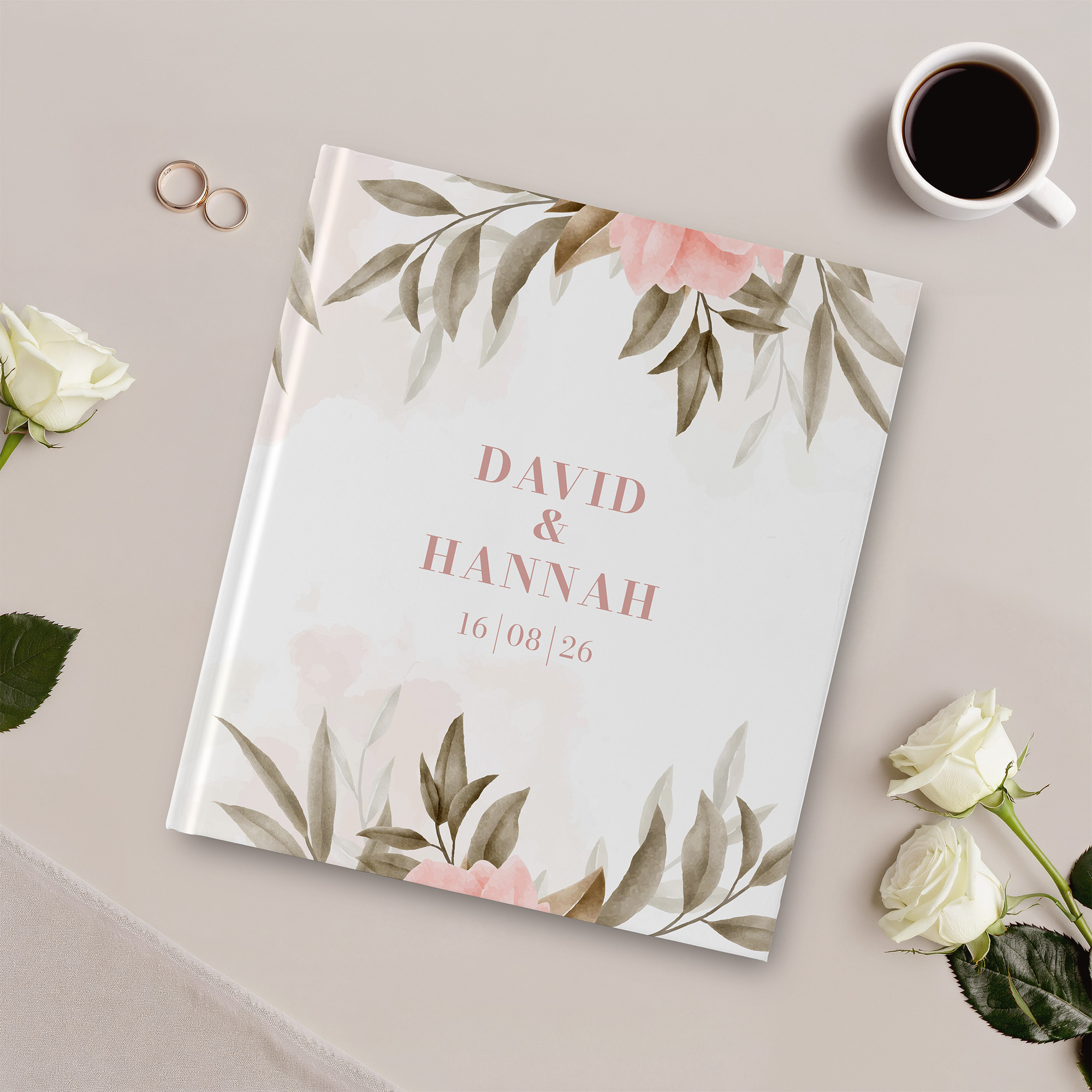 Erinnerungsbuch Hochzeit - Floral "Rose Leaf"