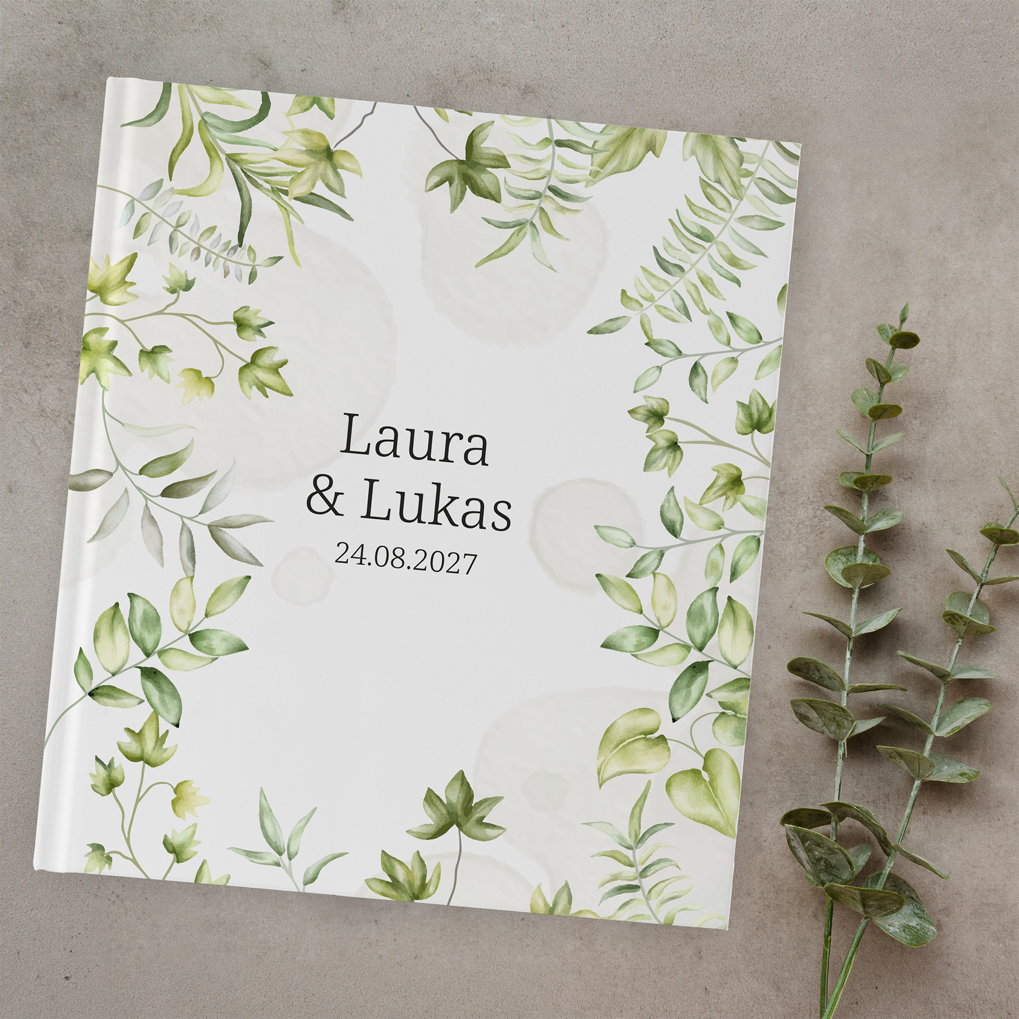 Erinnerungsbuch Hochzeit - Greenery "leaf light"