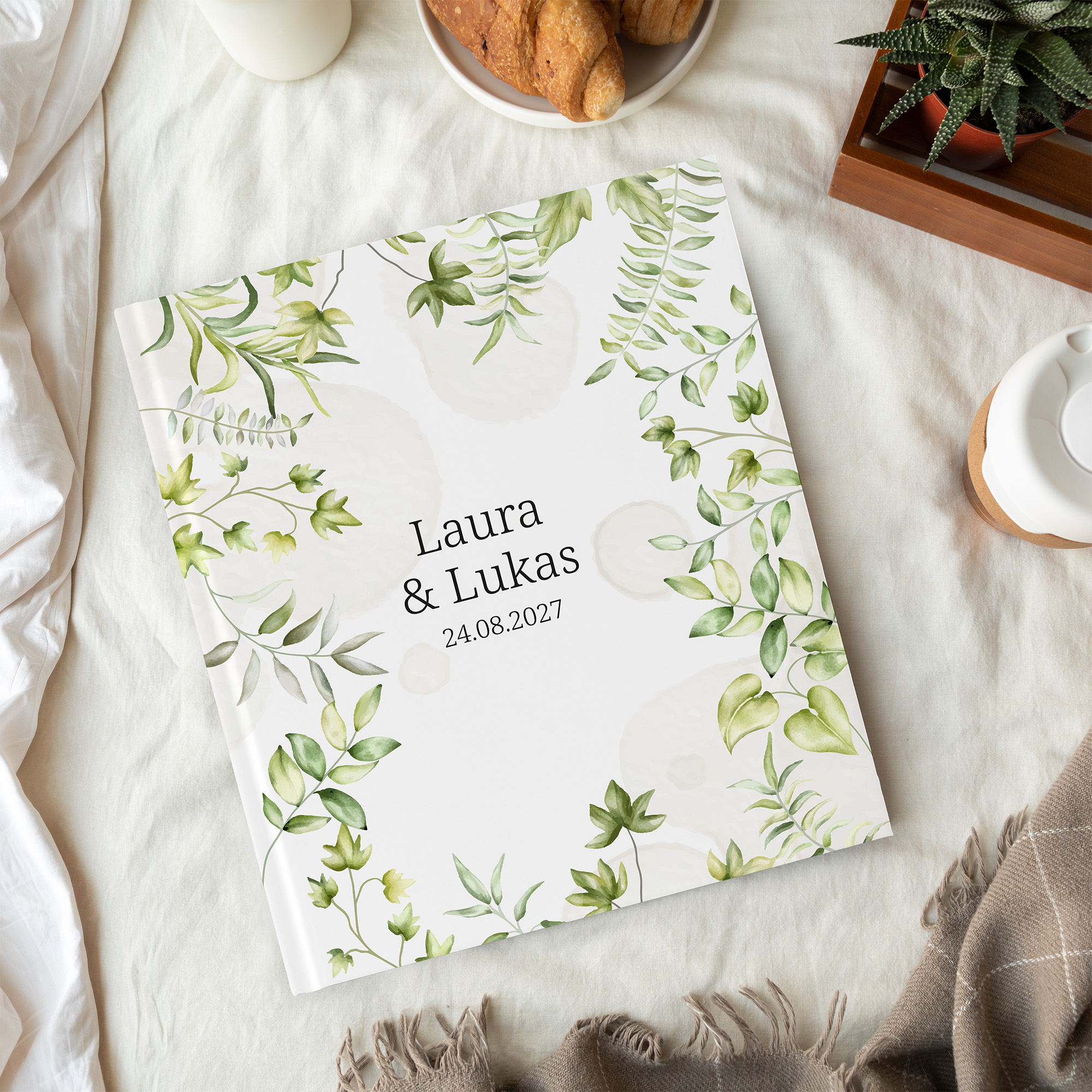 Erinnerungsbuch Hochzeit - Greenery "leaf light"