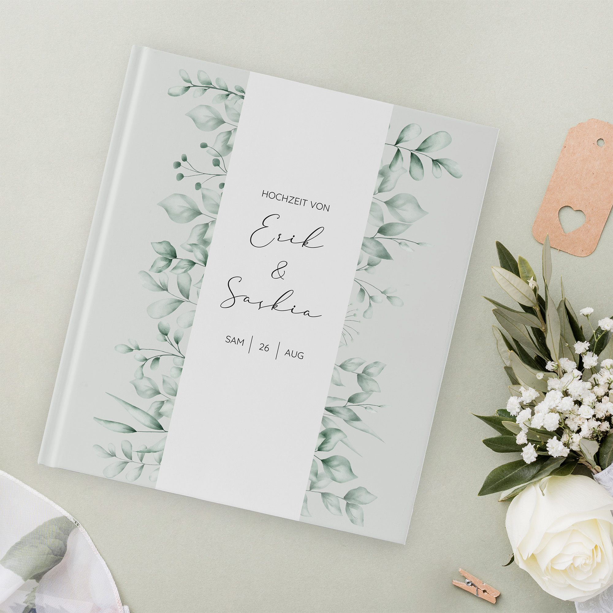 Erinnerungsbuch Hochzeit - Greenery "evergreen mint"