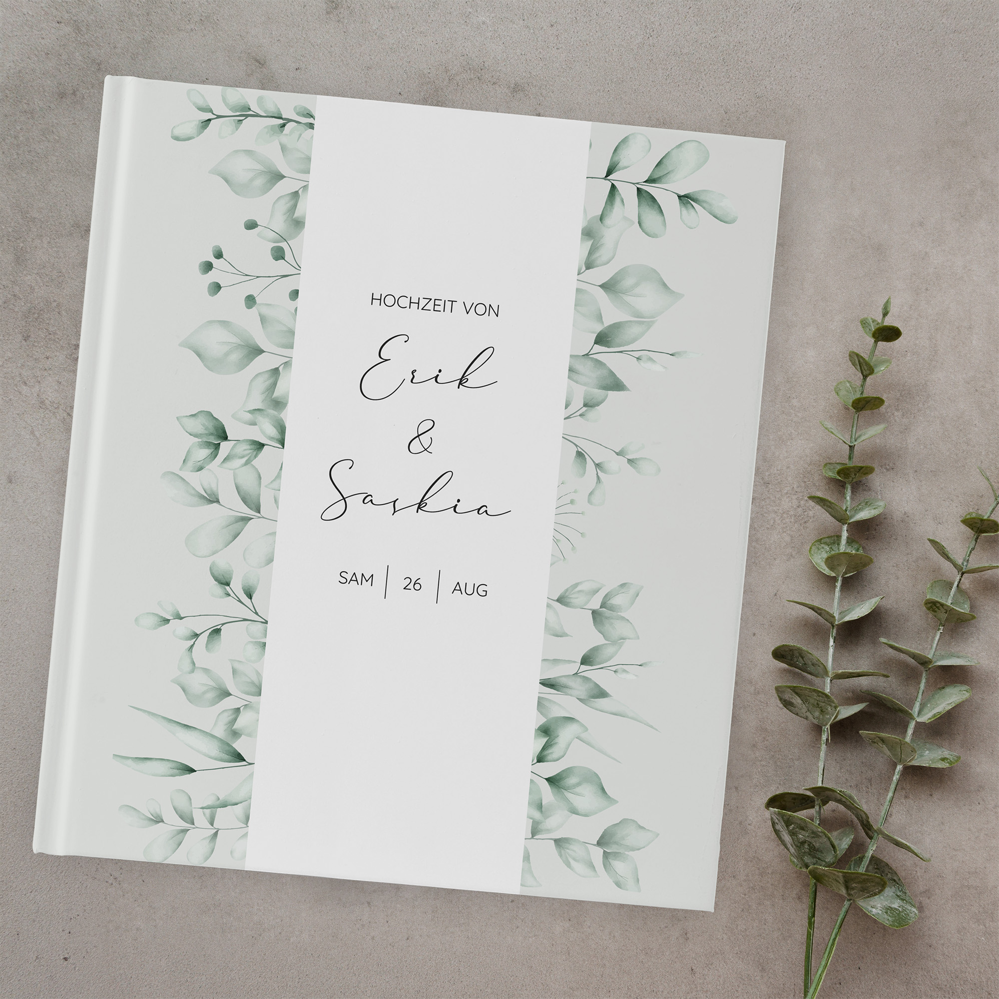 Erinnerungsbuch Hochzeit - Greenery "evergreen mint"