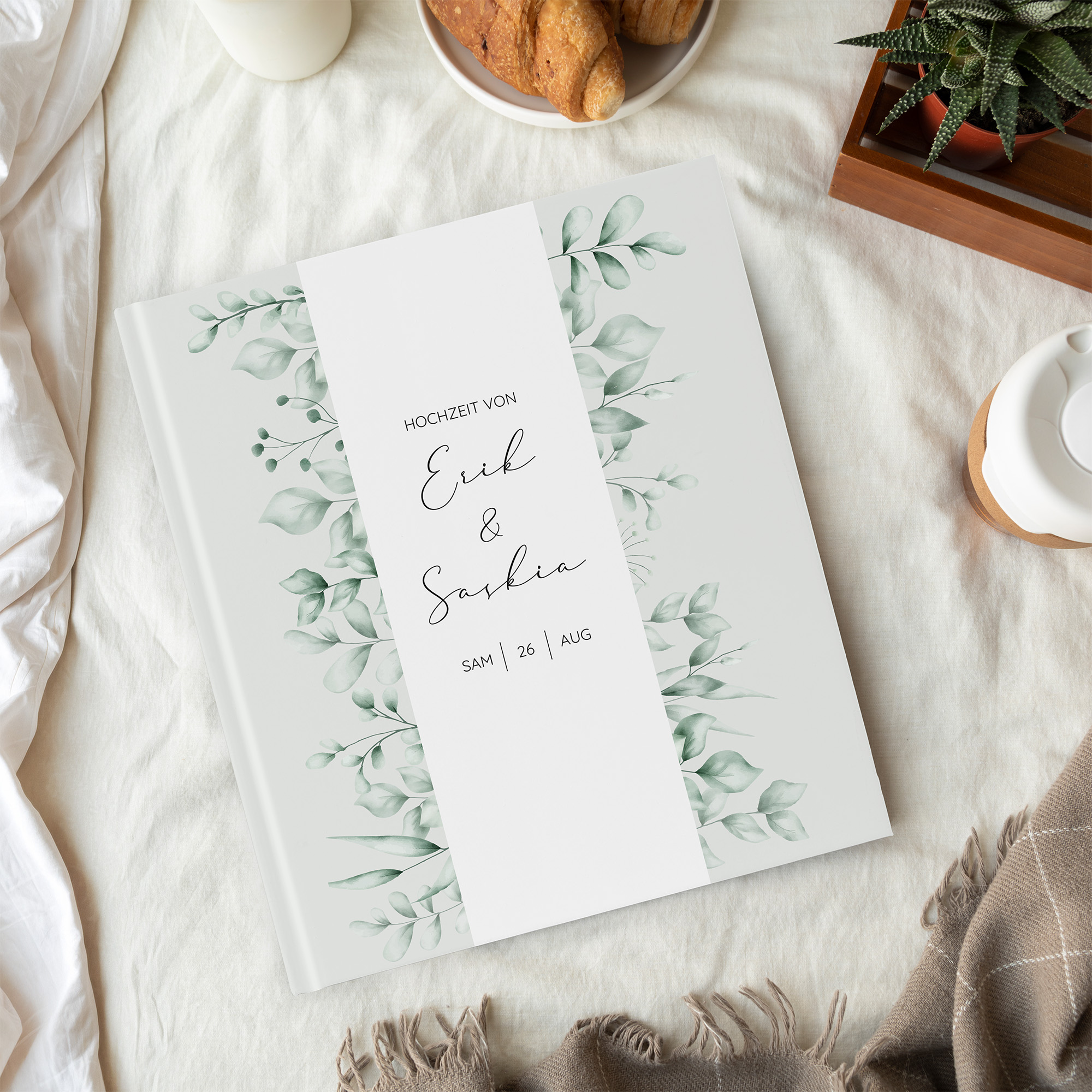Erinnerungsbuch Hochzeit - Greenery "evergreen mint"