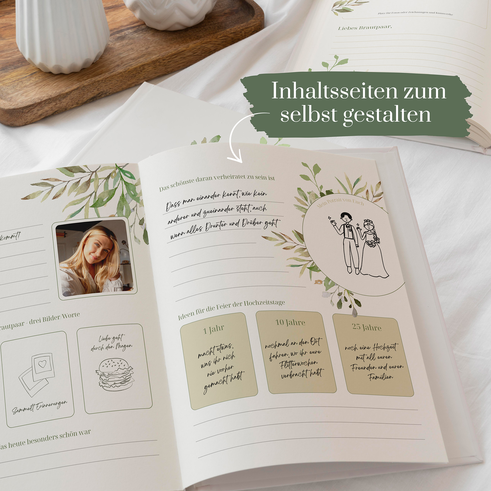Erinnerungsbuch Hochzeit - Greenery  "eucalyptus crown"