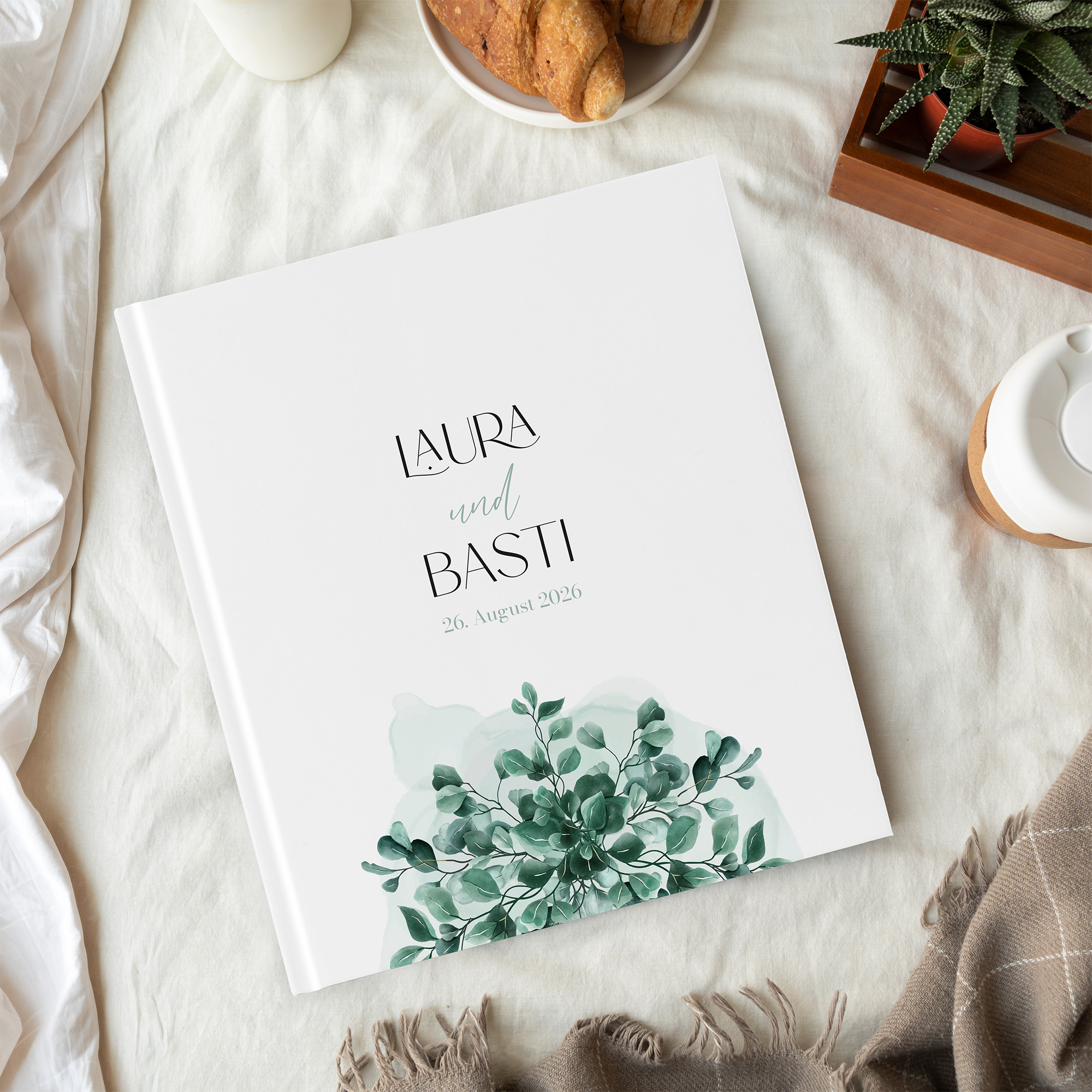 Erinnerungsbuch Hochzeit - Greenery  "eucalyptus crown"