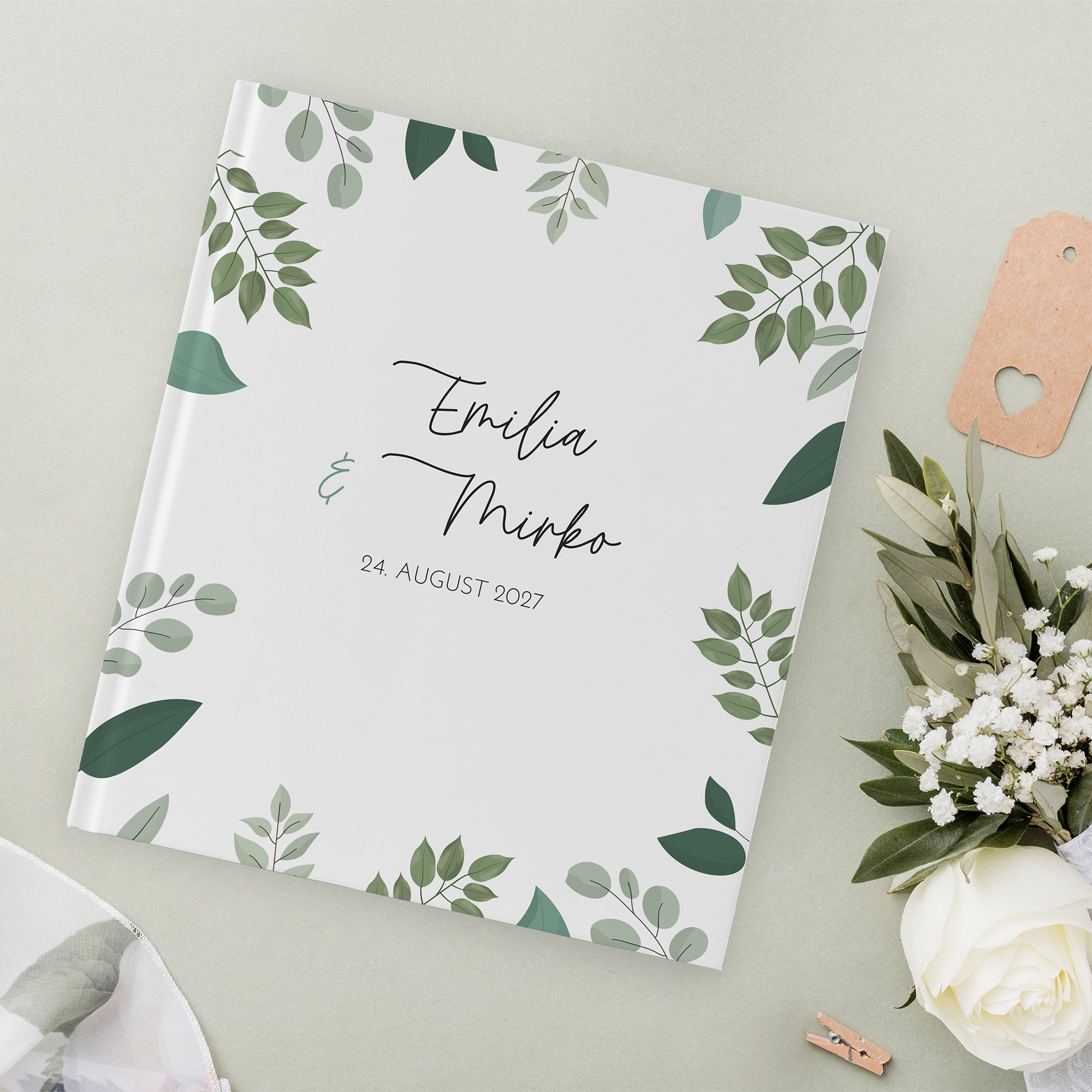 Erinnerungsbuch Hochzeit - Greenery - "green & simple"