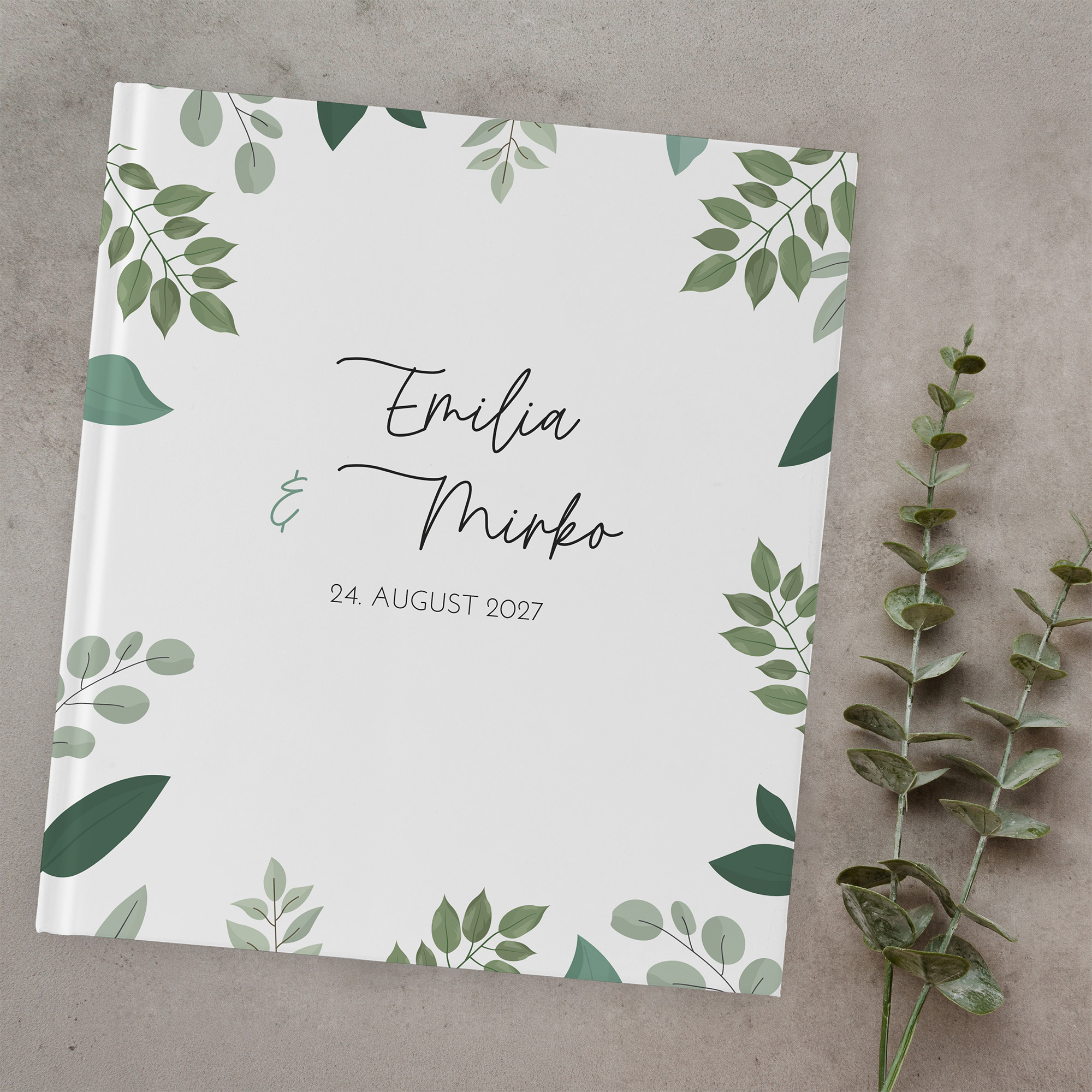 Erinnerungsbuch Hochzeit - Greenery - "green & simple"