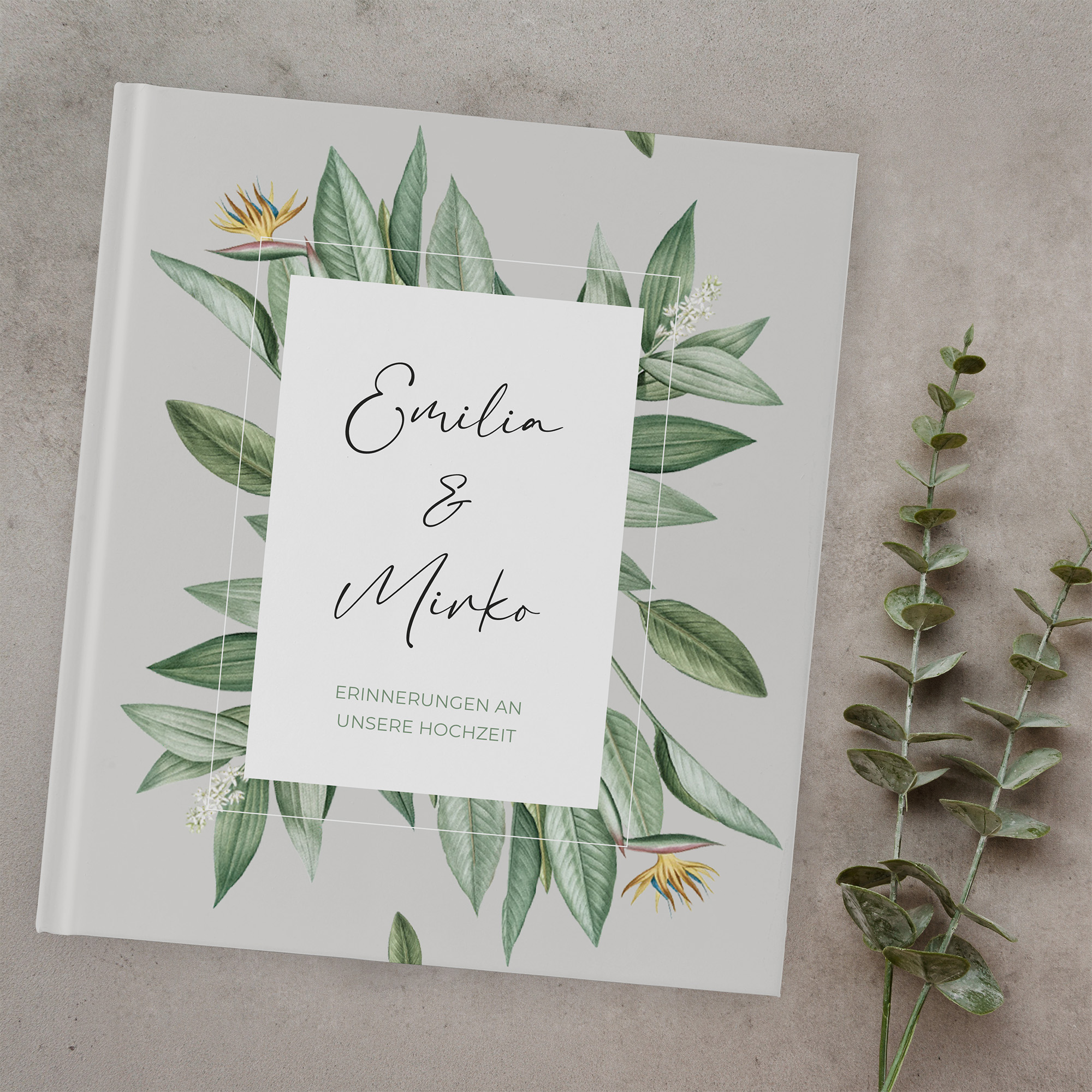 Erinnerungsbuch Hochzeit - Greenery "tropical frame"