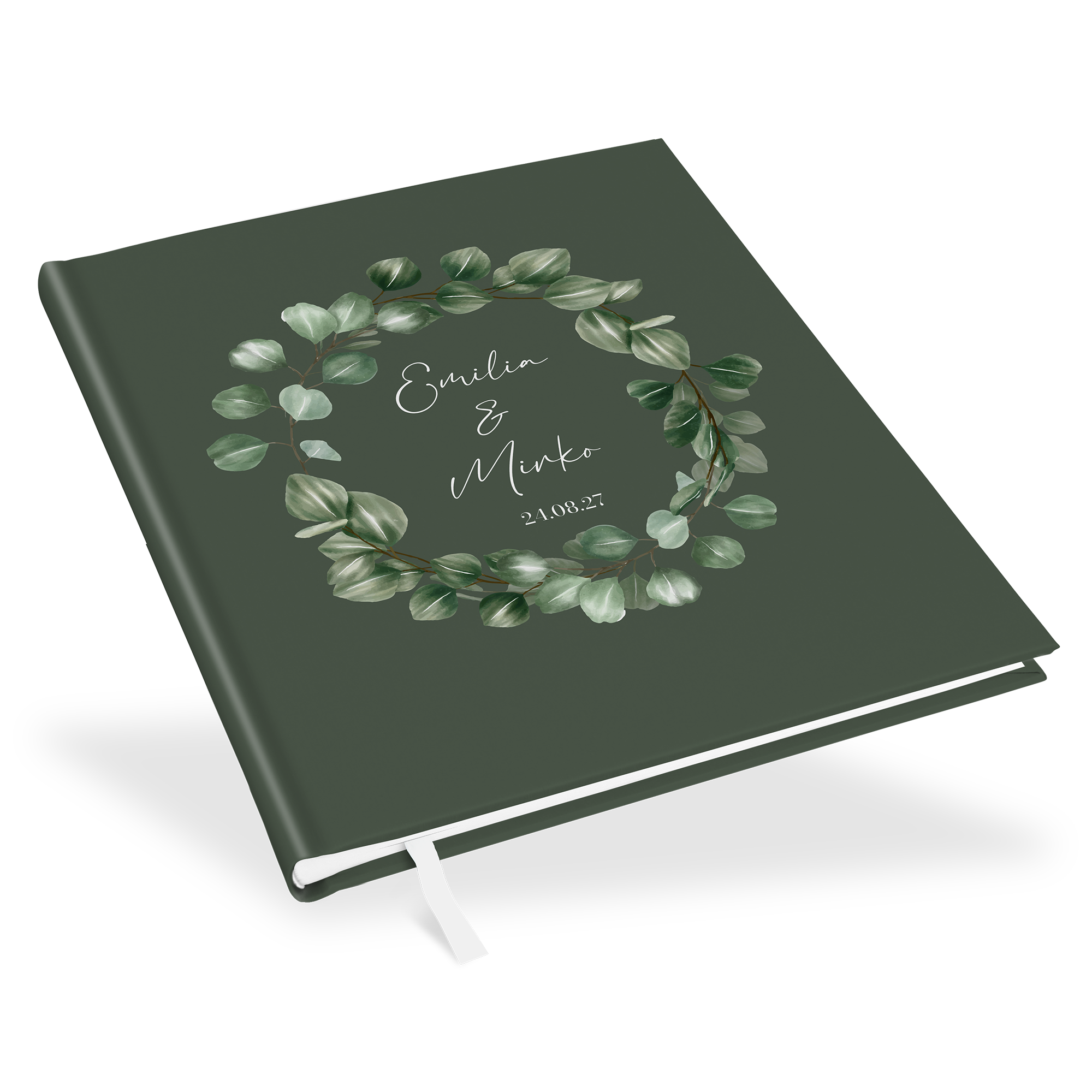 Erinnerungsbuch Hochzeit - Greenery "eucalyptus night"