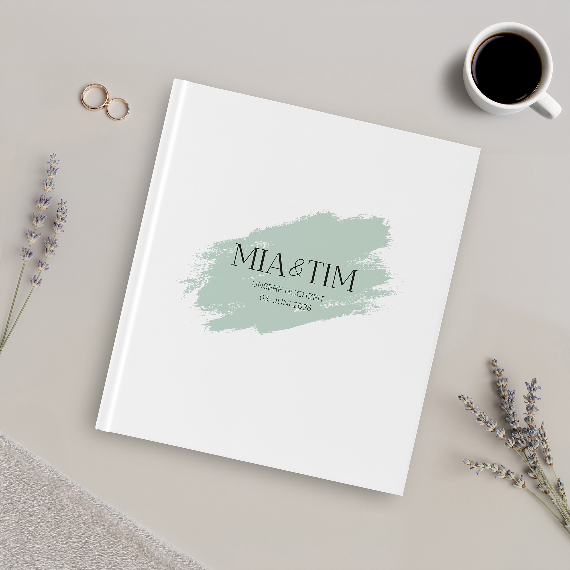 Erinnerungsbuch Hochzeit - Minimalistisch "Mint Brush"