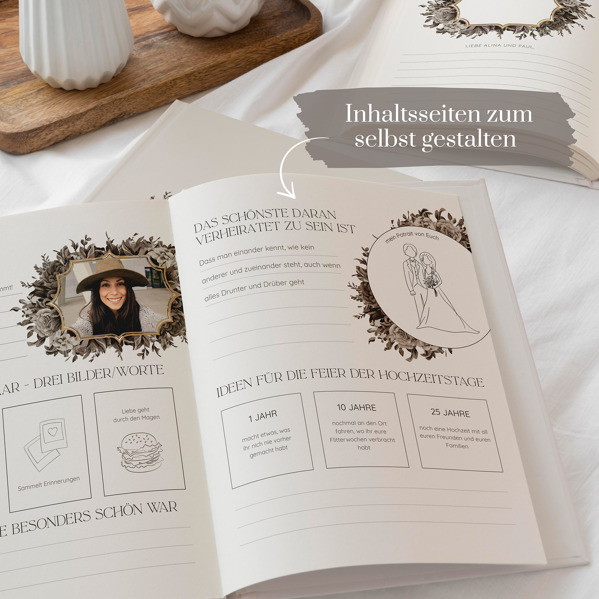 Erinnerungsbuch Hochzeit - Vintage "petal bird"