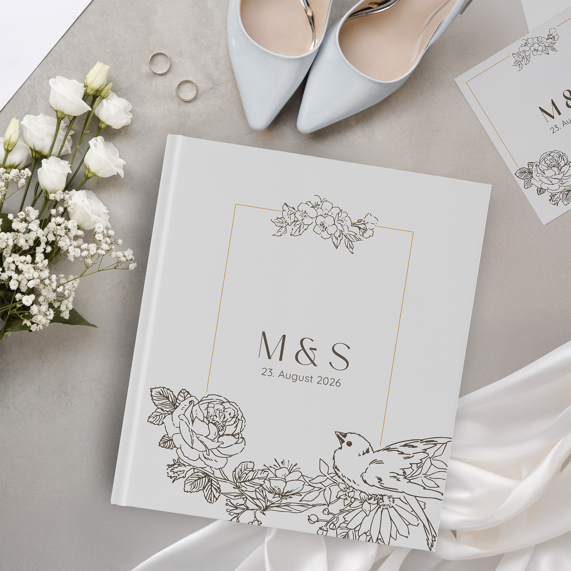 Erinnerungsbuch Hochzeit - Vintage "petal bird"