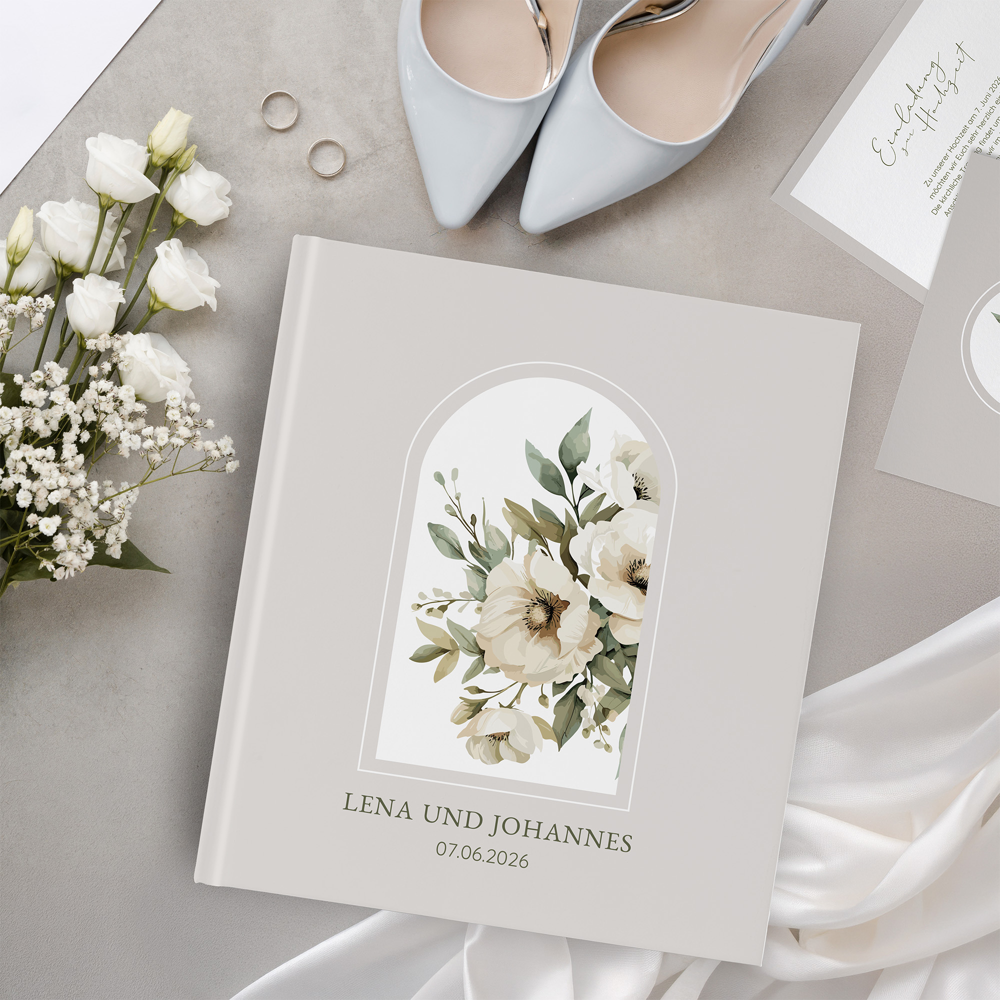 Erinnerungsbuch Hochzeit - Vintage "ivory garden"