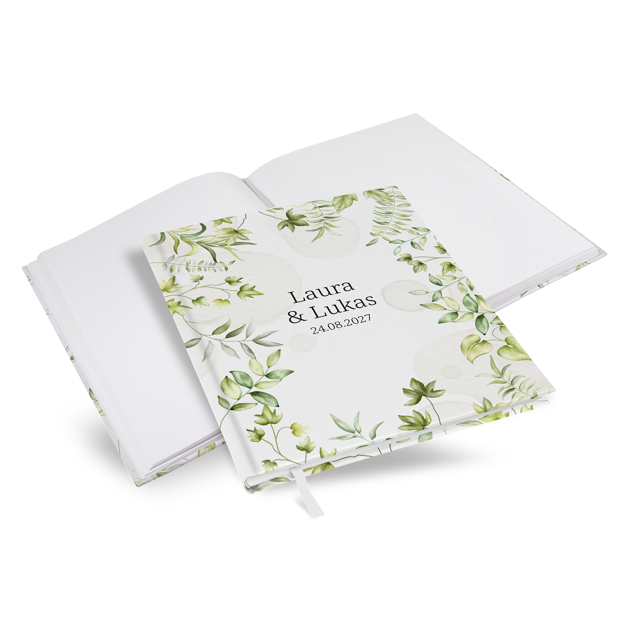 Gästebuch Hochzeit - Greenery "leaf light"