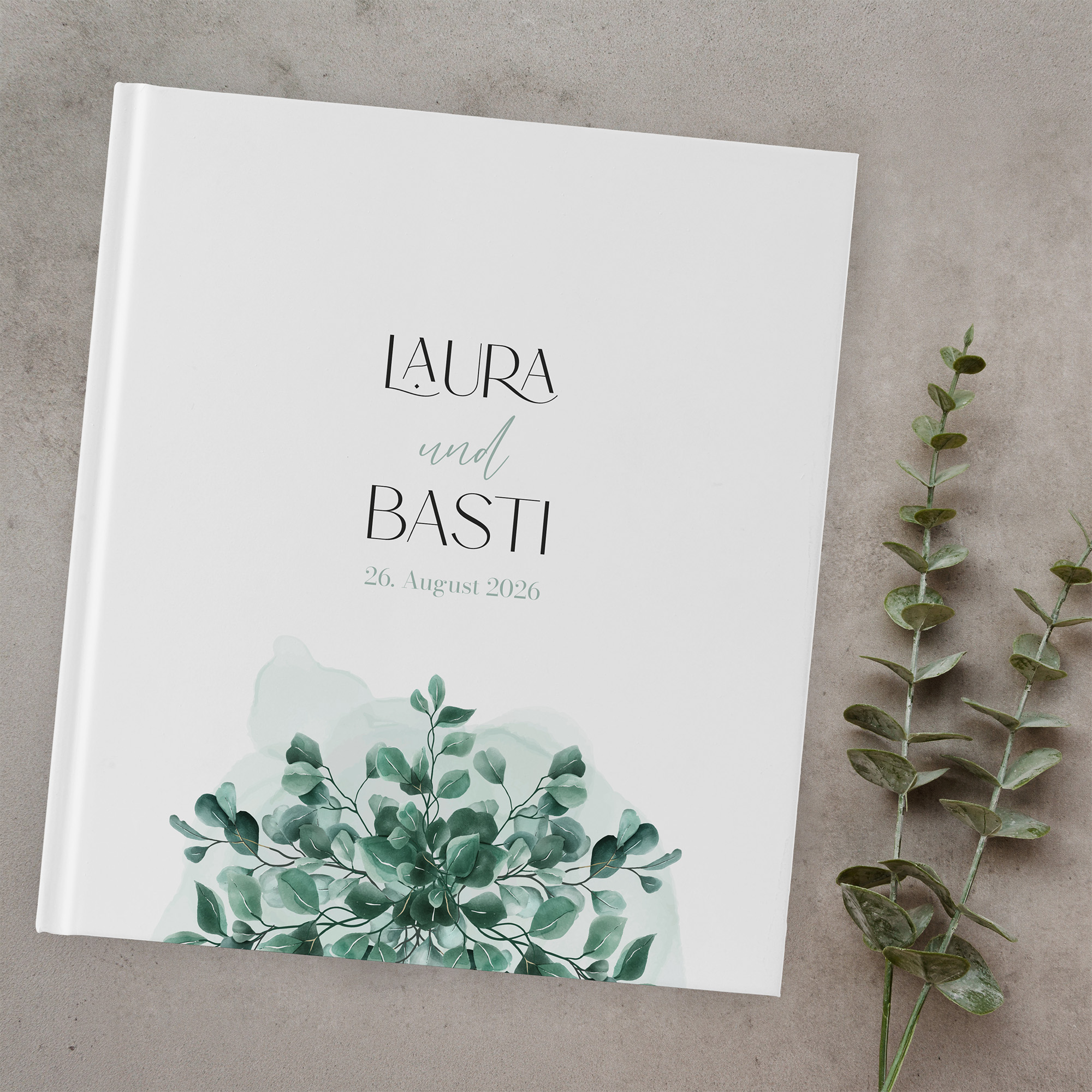Gästebuch Hochzeit - Greenery "eucalyptus crown"
