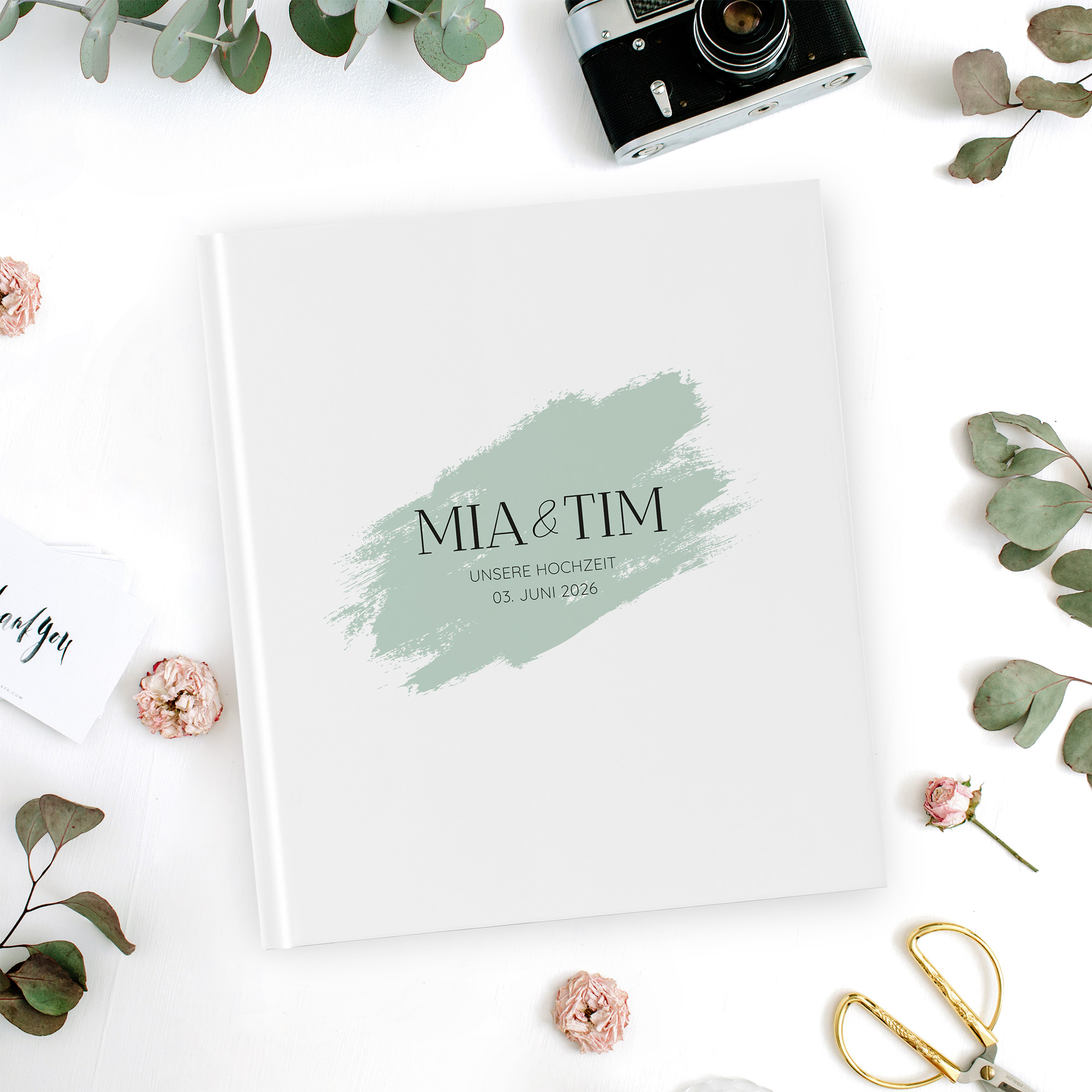 Gästebuch Hochzeit - Minimalistisch "Mint Brush"