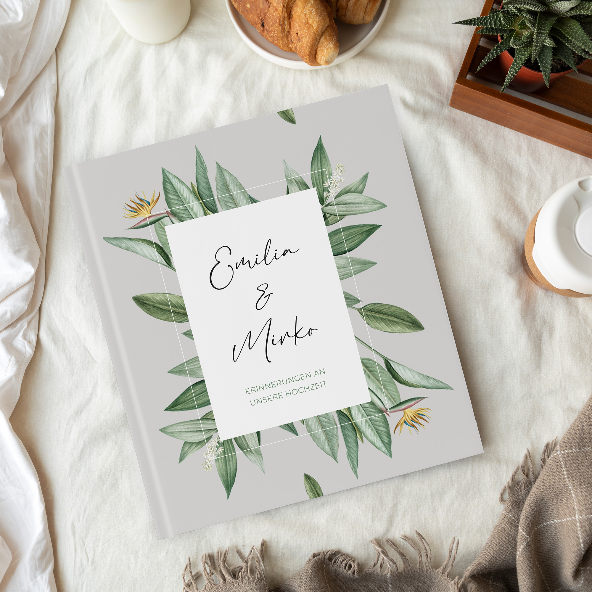 Gästebuch Hochzeit - Greenery "tropical frame"