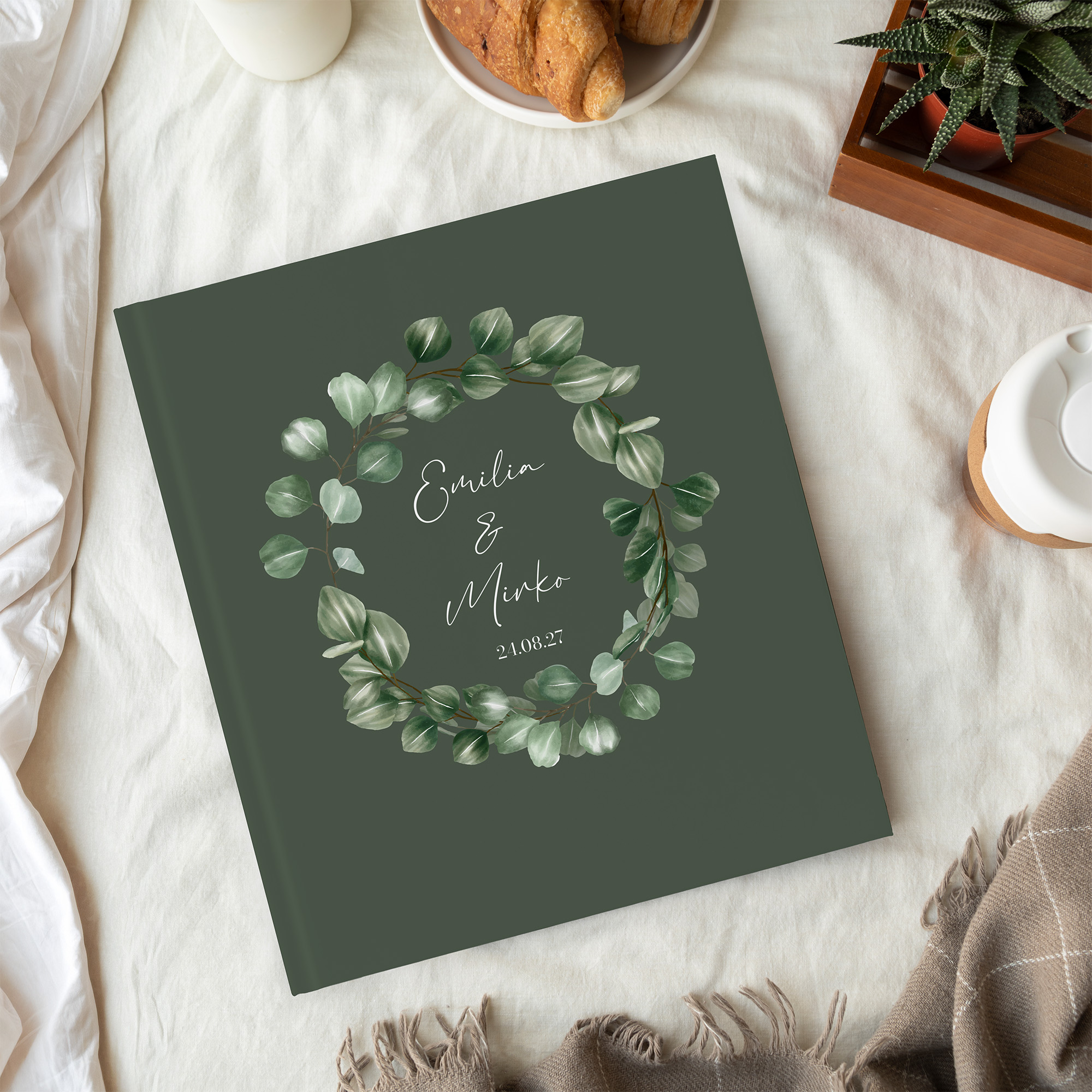 Gästebuch Hochzeit - Greenery "eucalyptus night"