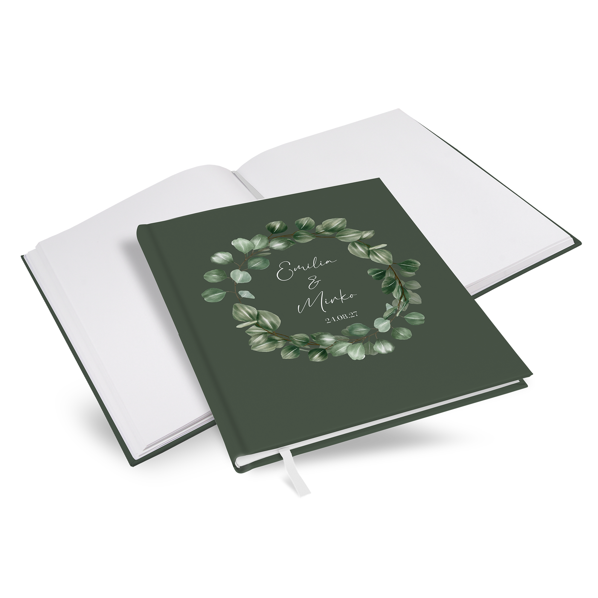 Gästebuch Hochzeit - Greenery "eucalyptus night"