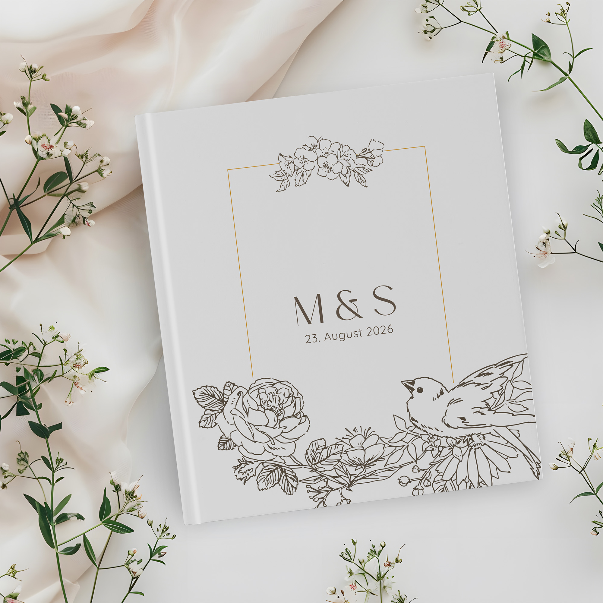 Gästebuch Hochzeit - Vintage "petal bird"