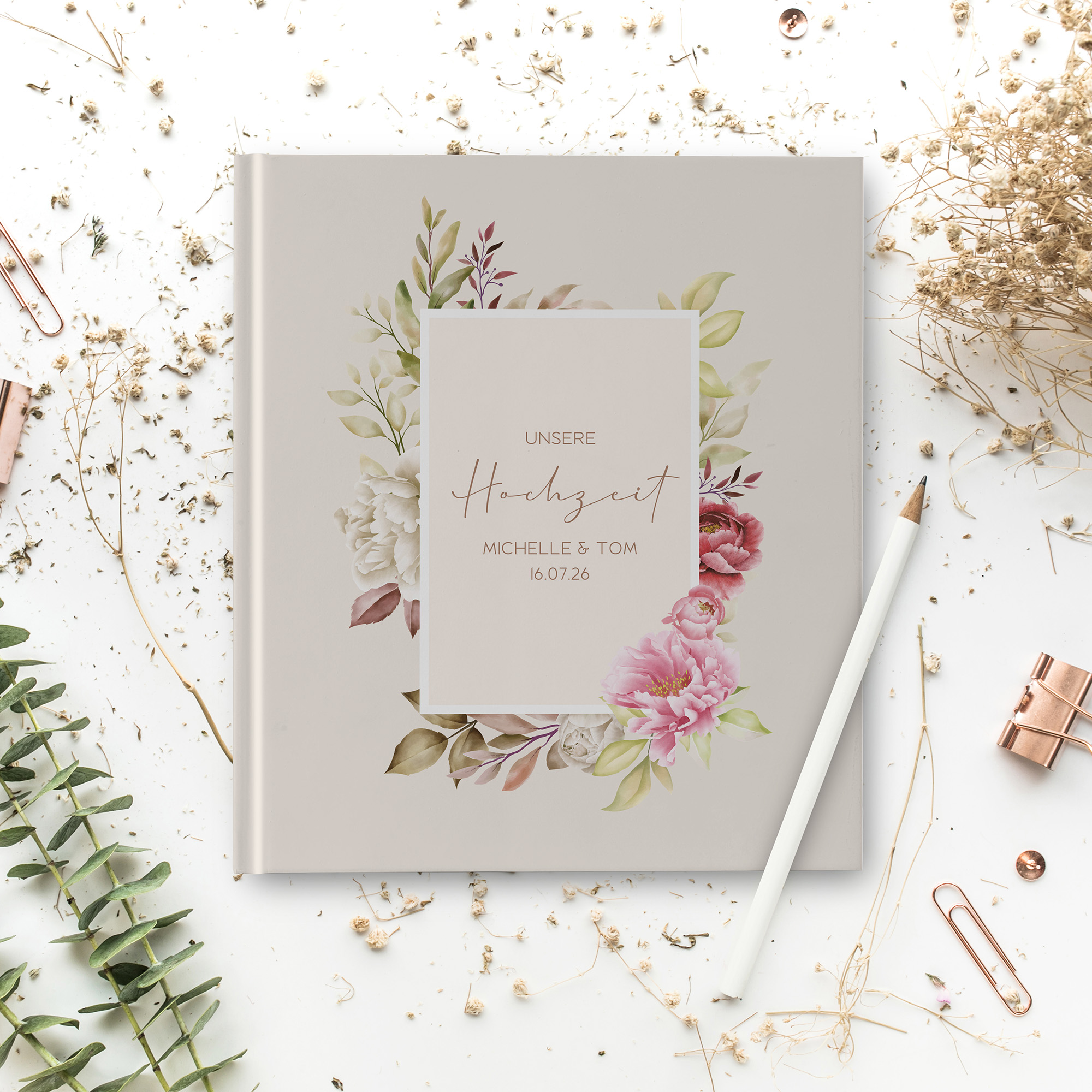 Gästebuch Hochzeit - Floral "peony bloom"