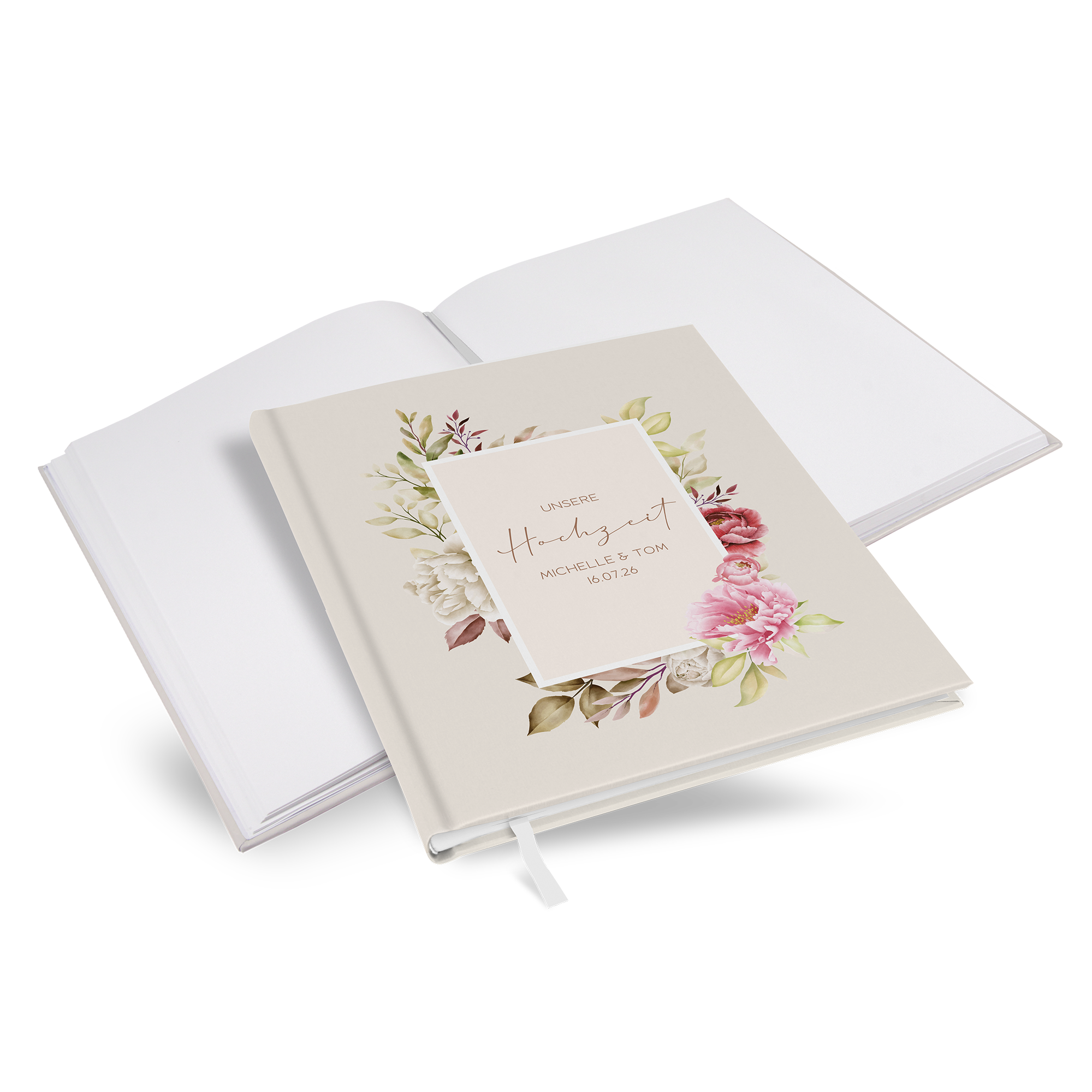 Gästebuch Hochzeit - Floral "peony bloom"