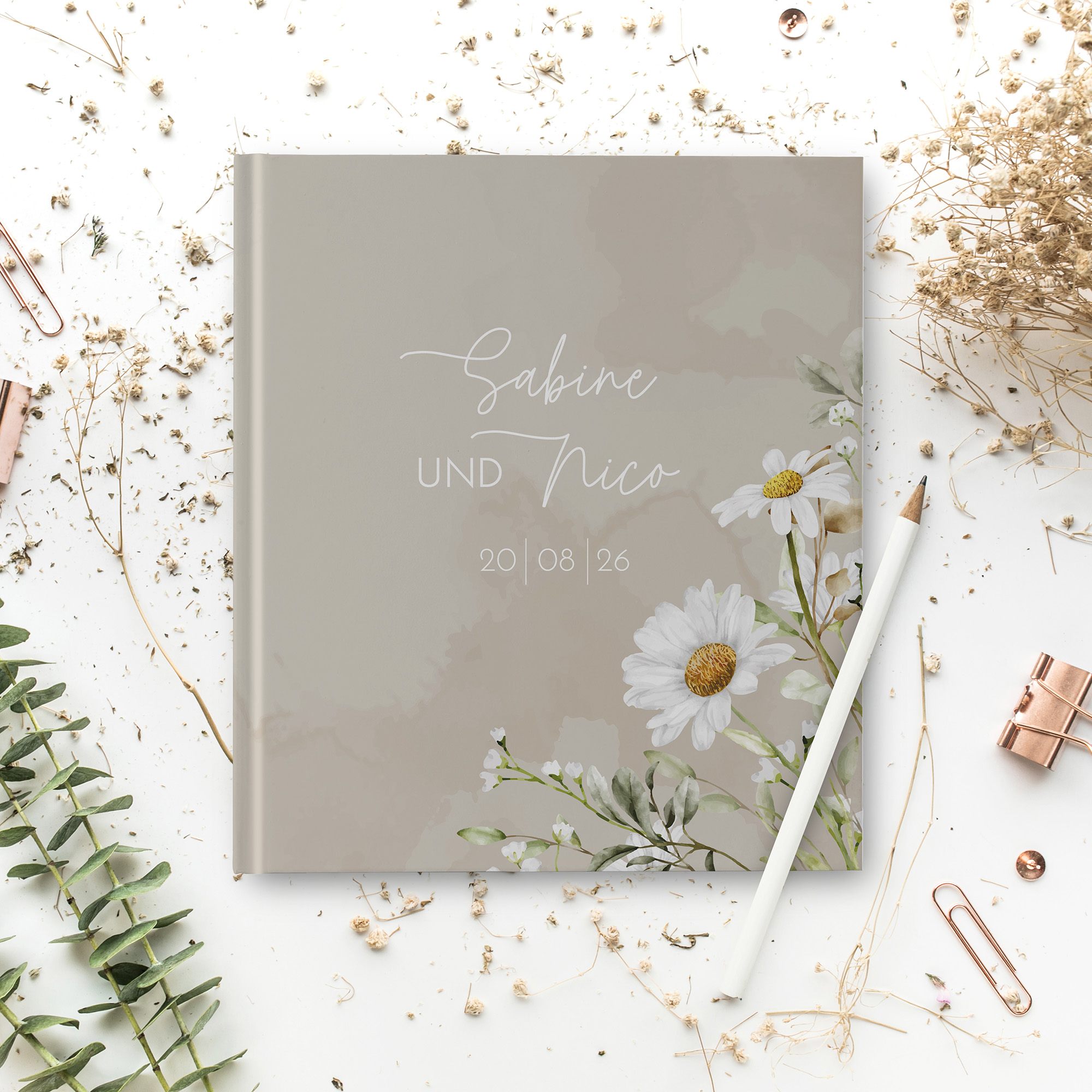 Gästebuch Hochzeit - Floral "daisy field"