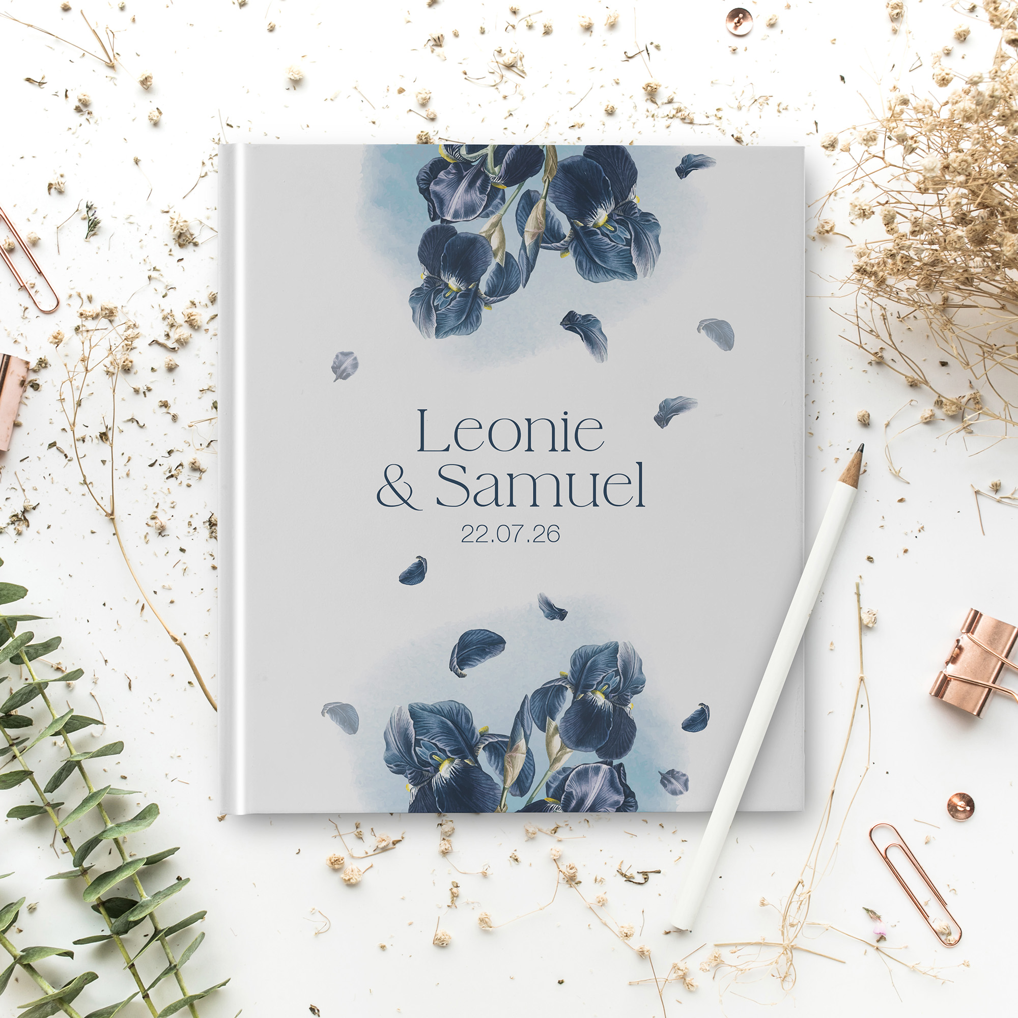 Gästebuch Hochzeit - Floral "Blue Petal"