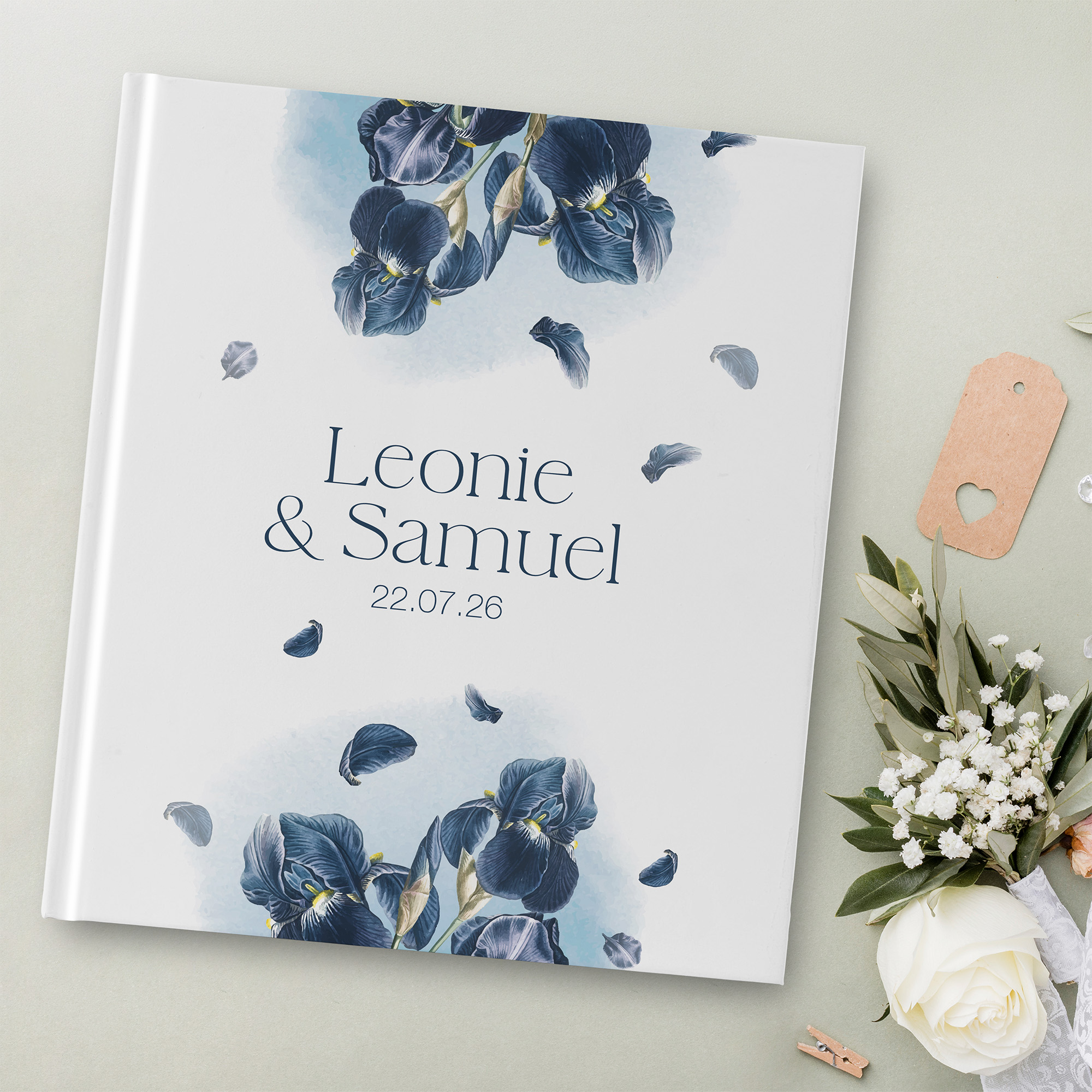 Gästebuch Hochzeit - Floral "Blue Petal"
