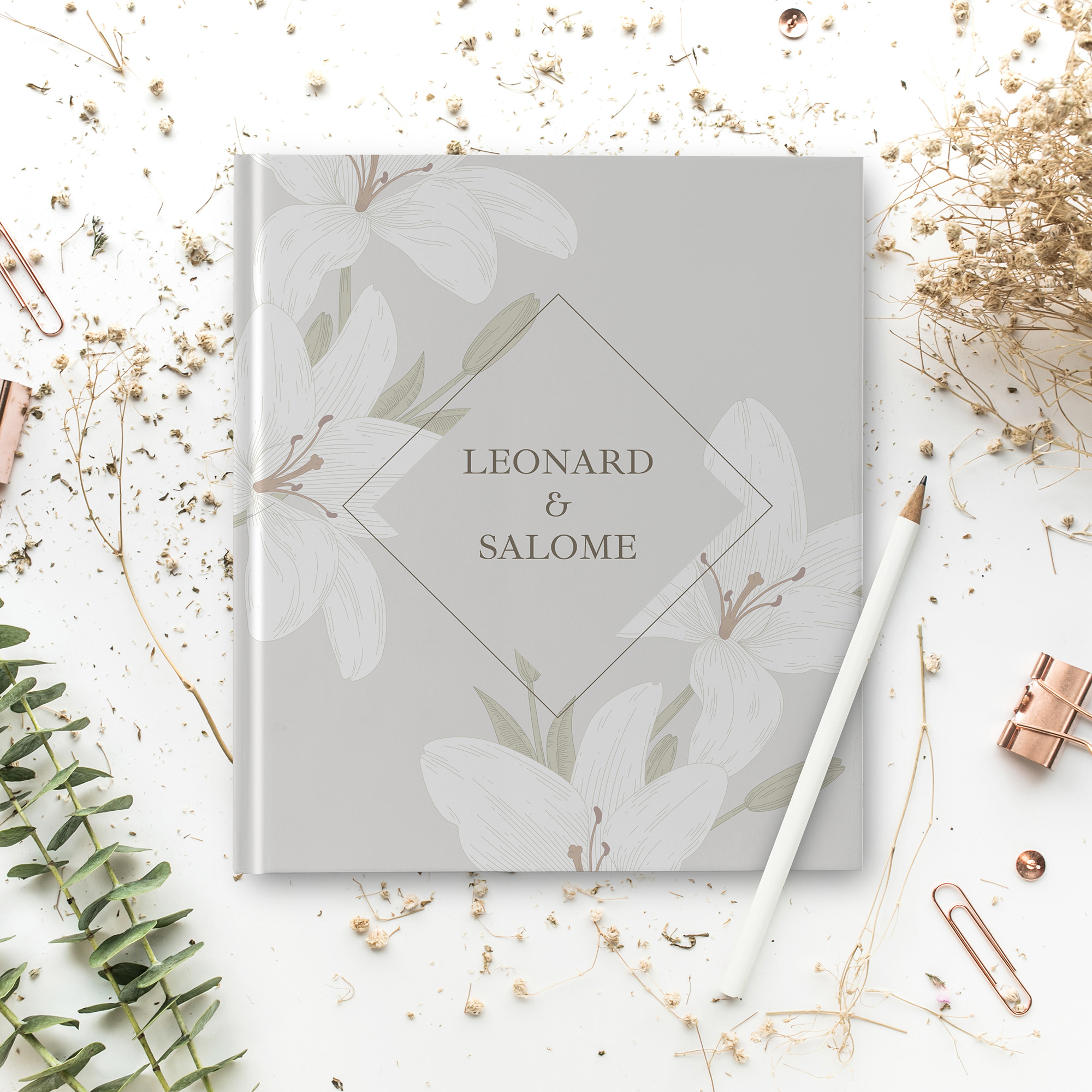Gästebuch Hochzeit - Floral "white lily"