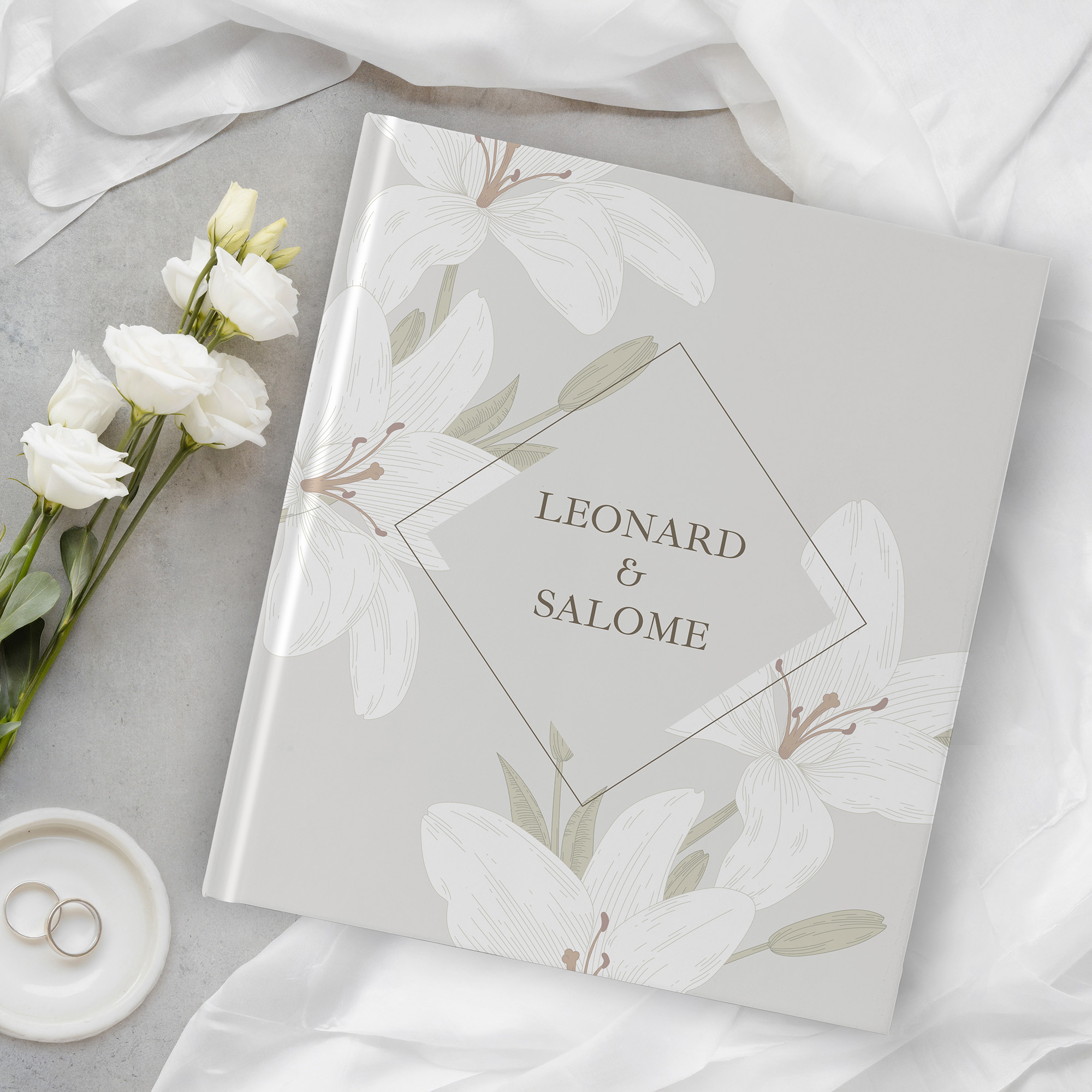 Gästebuch Hochzeit - Floral "white lily"