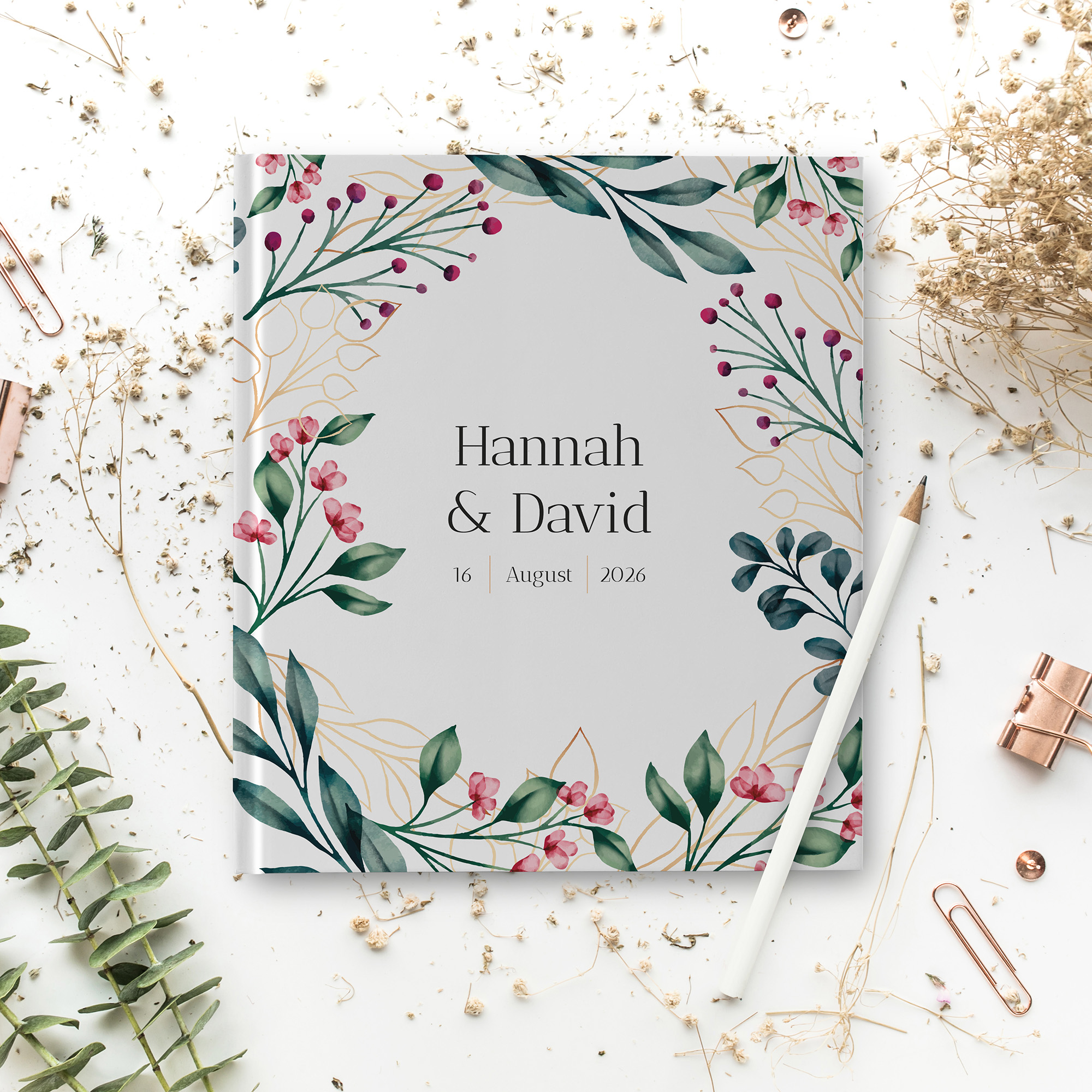 Gästebuch Hochzeit - Floral "pink garden"