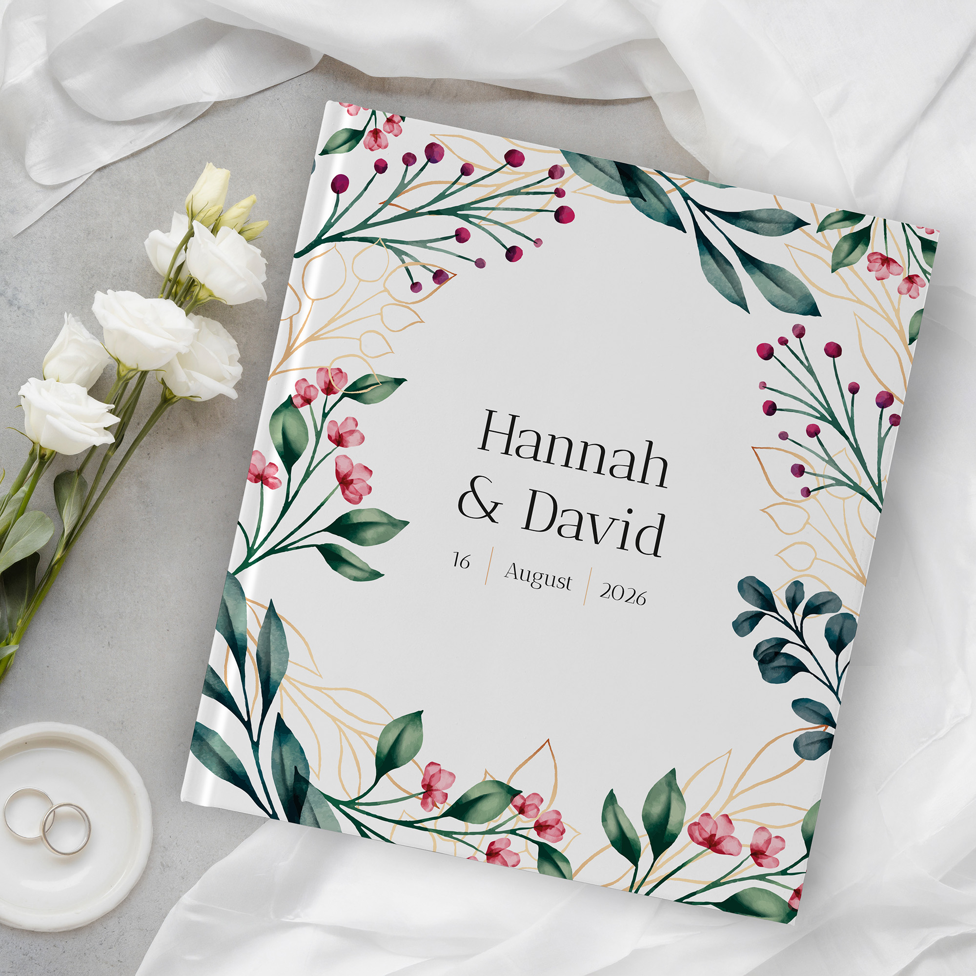 Gästebuch Hochzeit - Floral "pink garden"