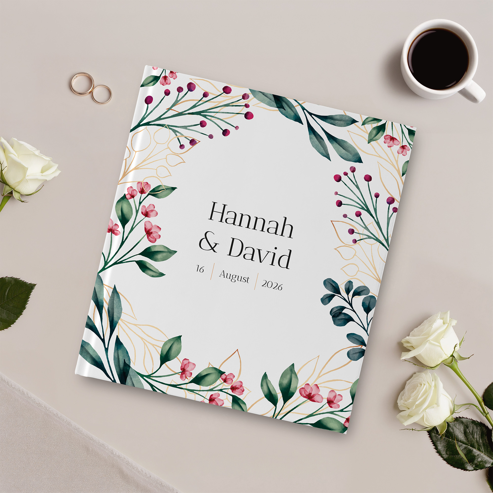 Gästebuch Hochzeit - Floral "pink garden"