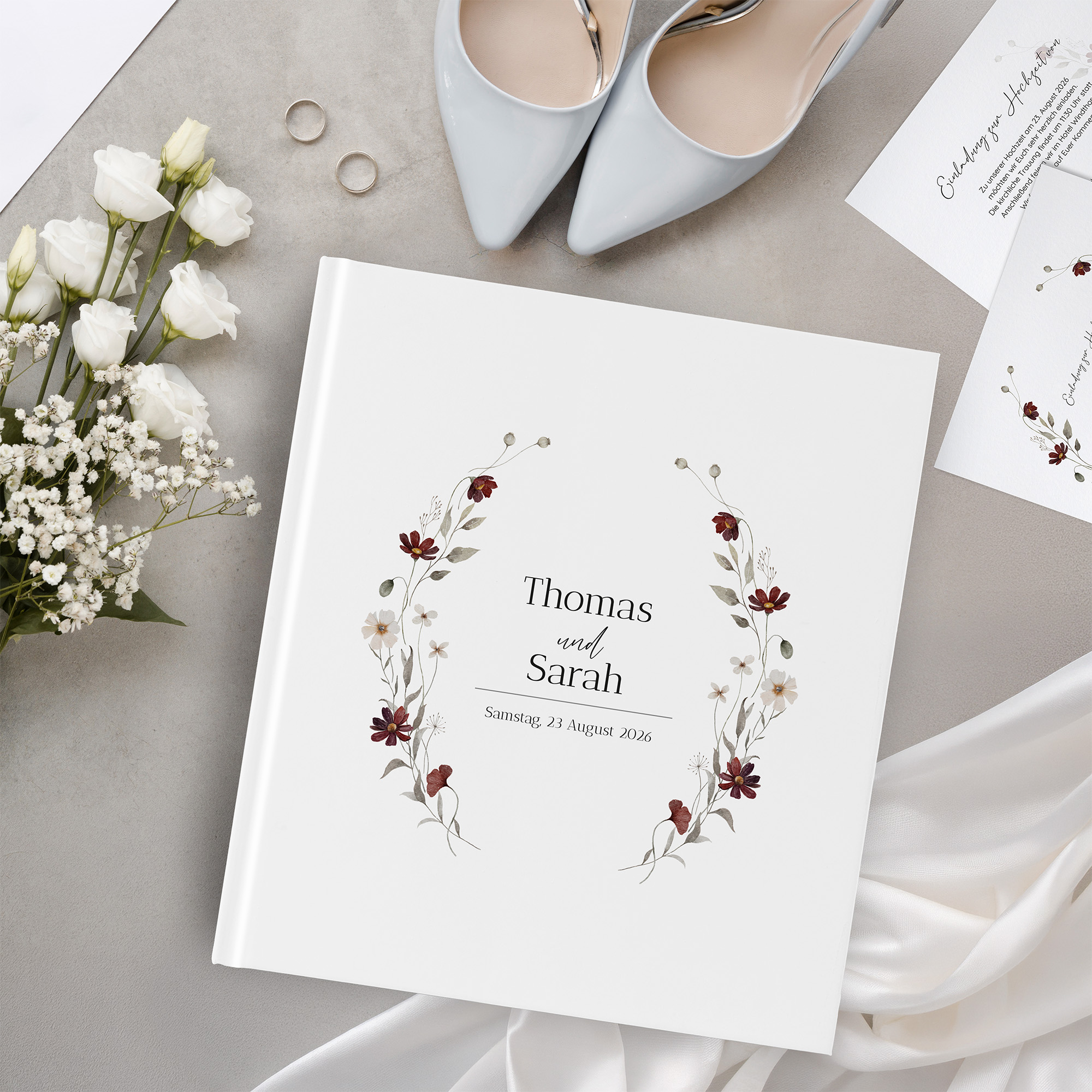 Gästebuch Hochzeit - Vintage "Wildflower Note