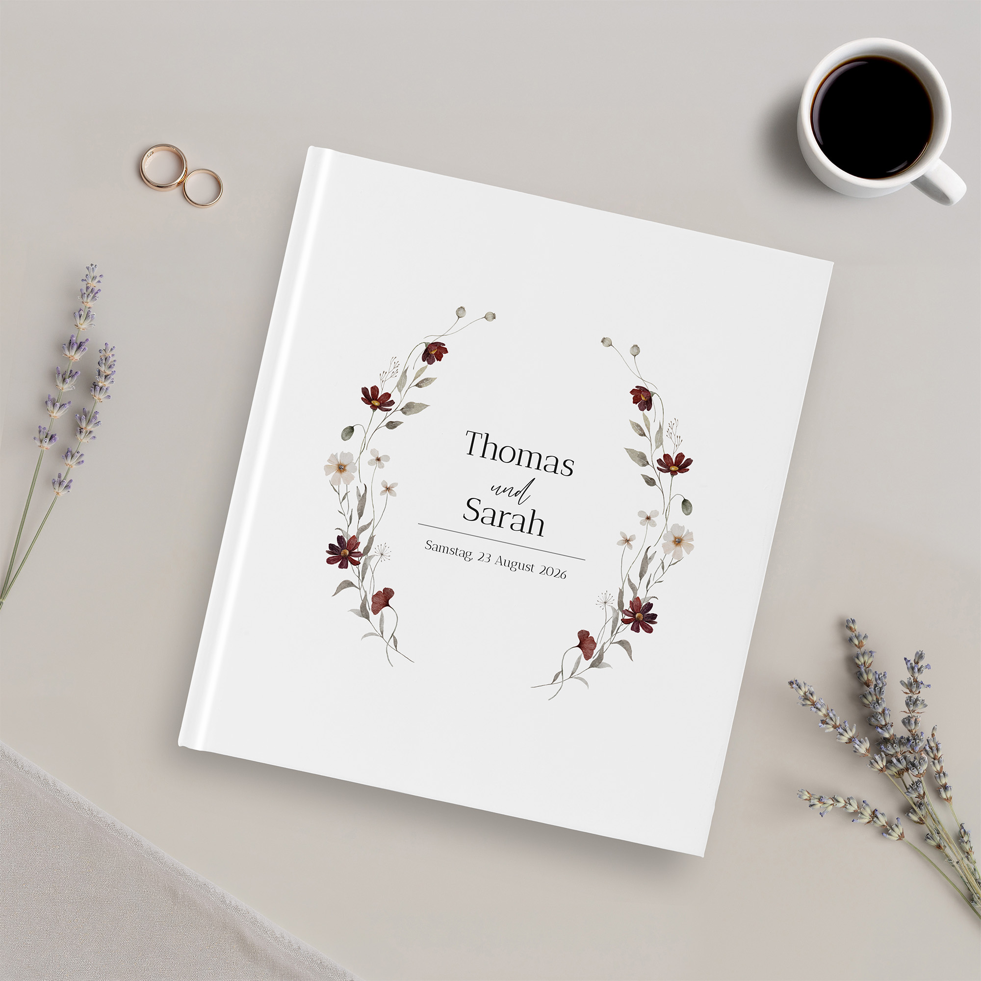 Gästebuch Hochzeit - Vintage "Wildflower Note