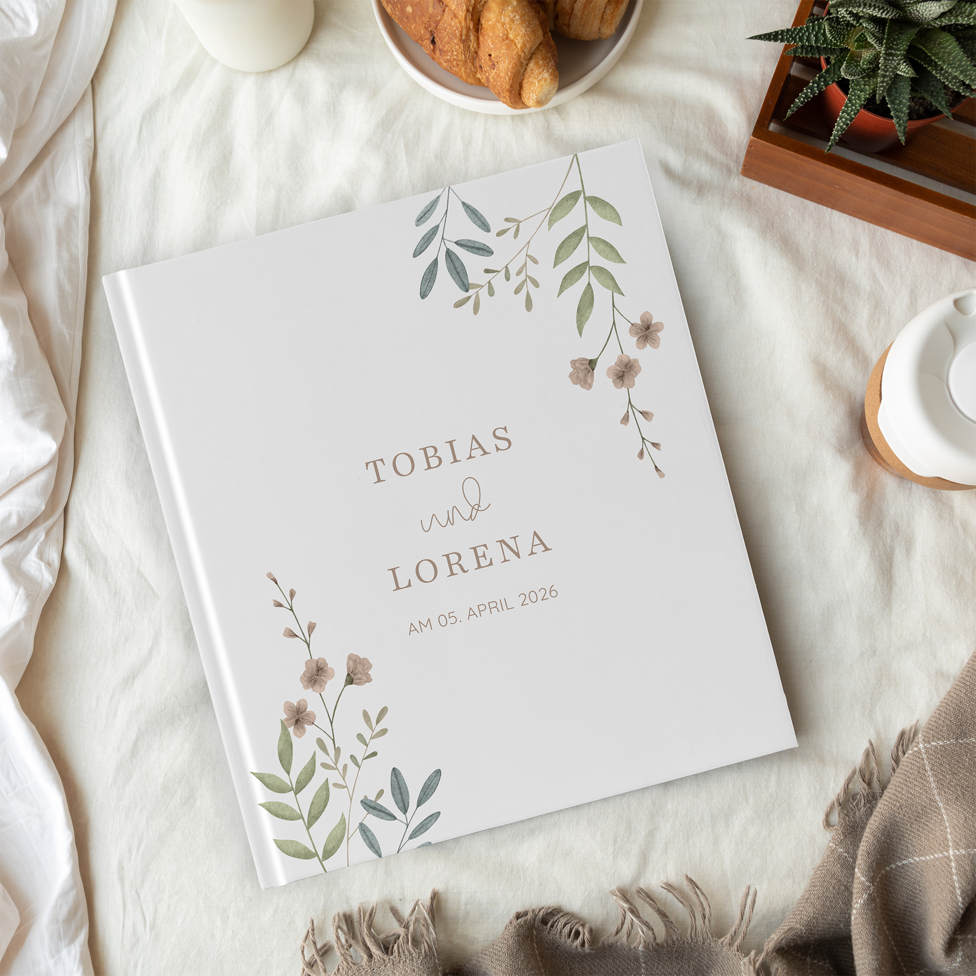 Gästebuch Hochzeit - Boho "Soft Leaves"