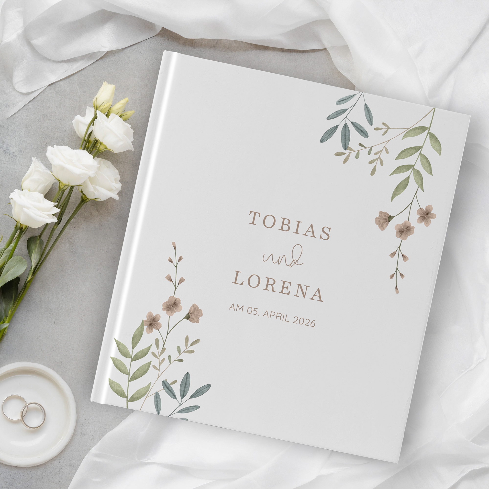 Gästebuch Hochzeit - Boho "Soft Leaves"