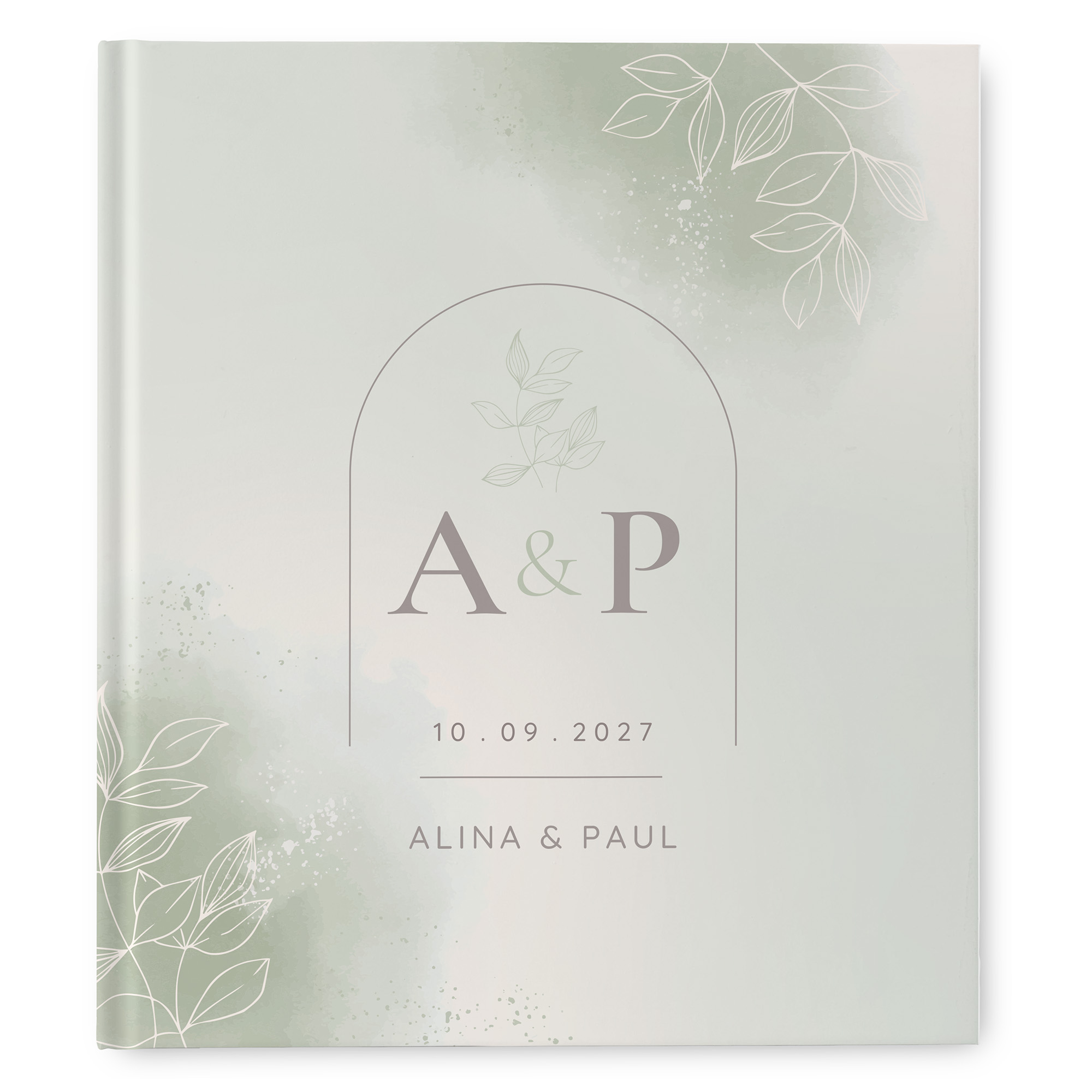 Gästebuch Hochzeit -  Aquarell "faded green"